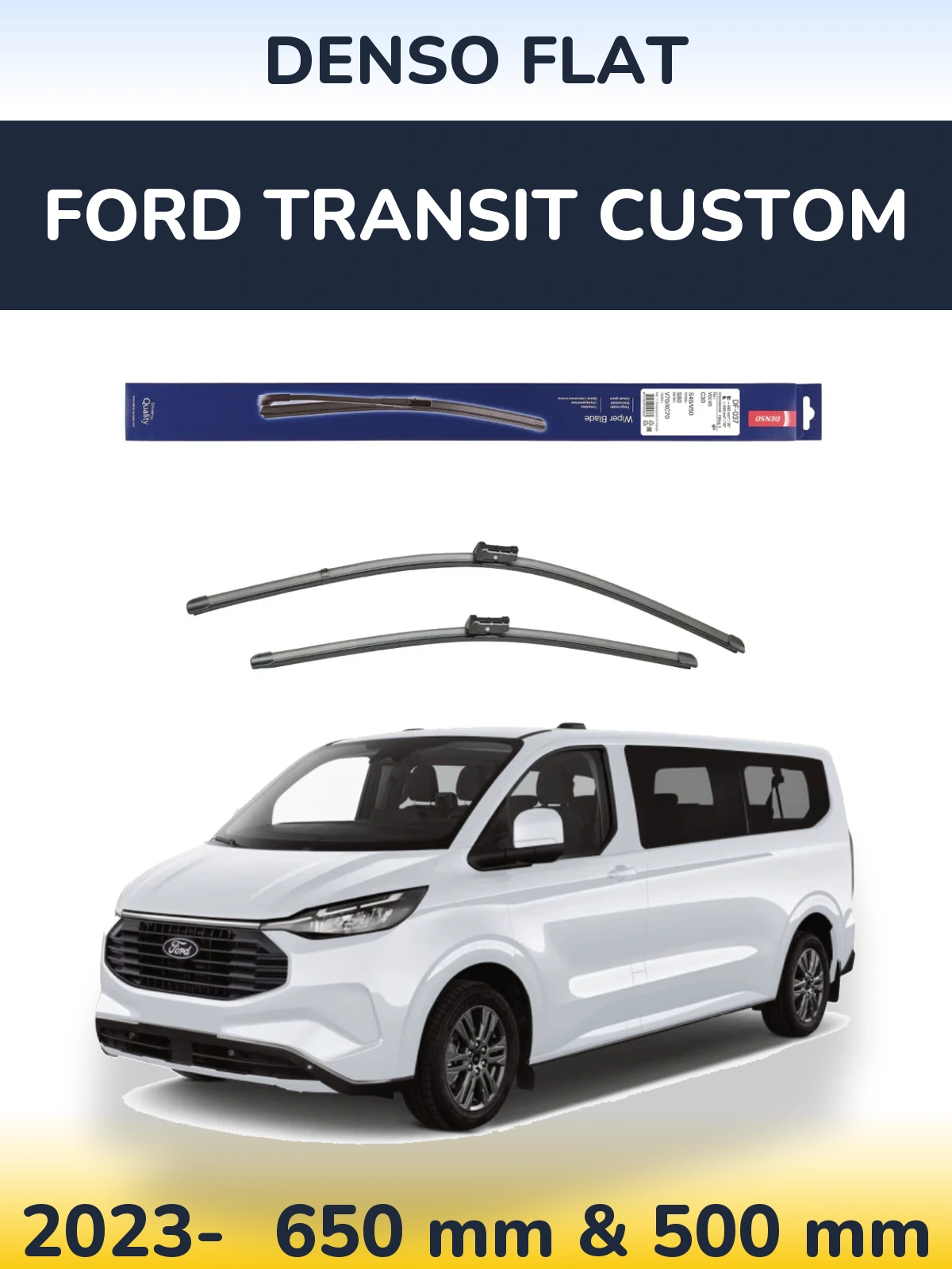 Komplet przednich wycieraczek Denso Flat 650 & 500 mm do Ford Transit Custom 2023-2026