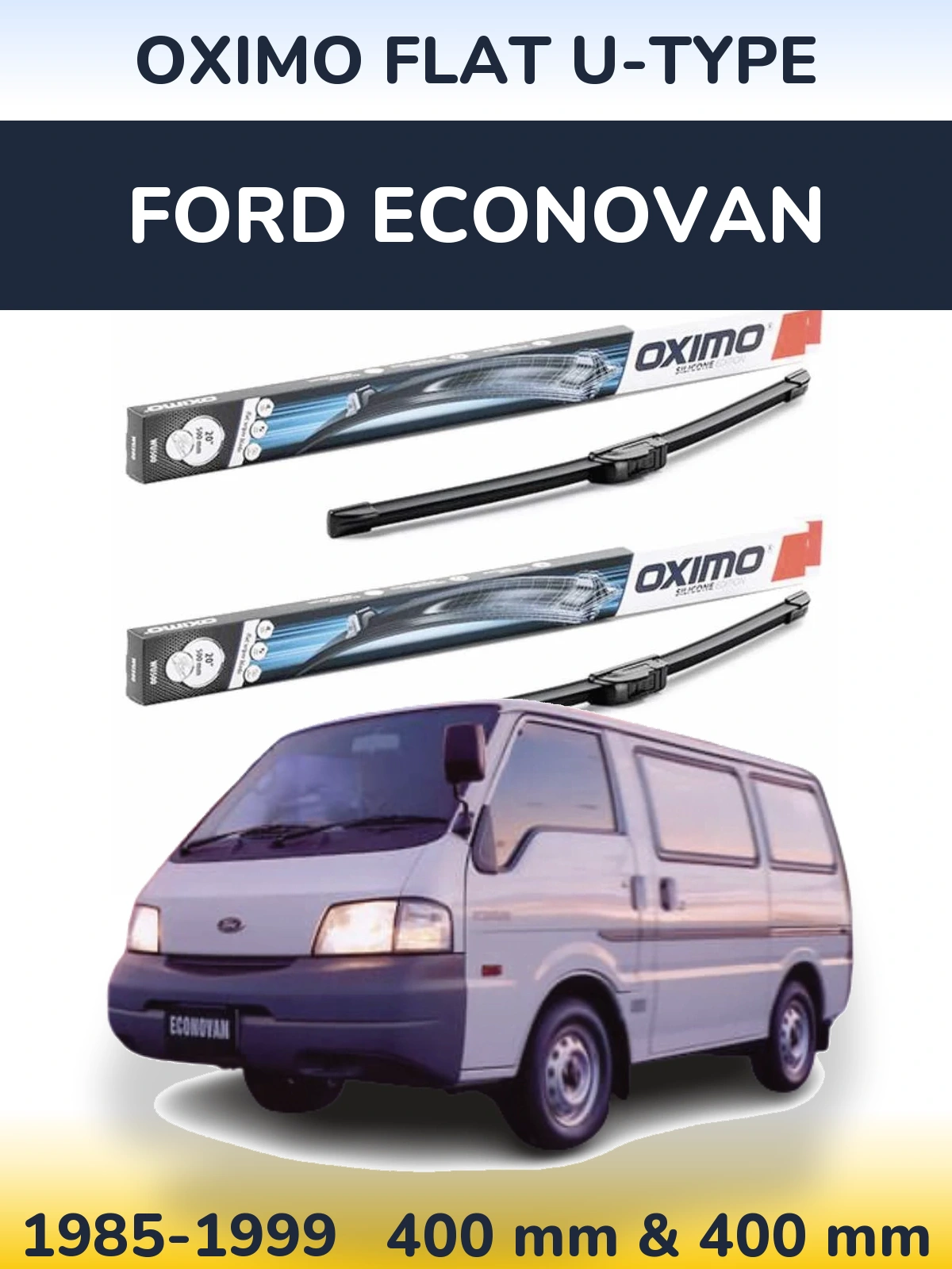 Комплект передних дворников Oximo Flat U-type 400 & 400 мм для Ford Econovan 1985-1999