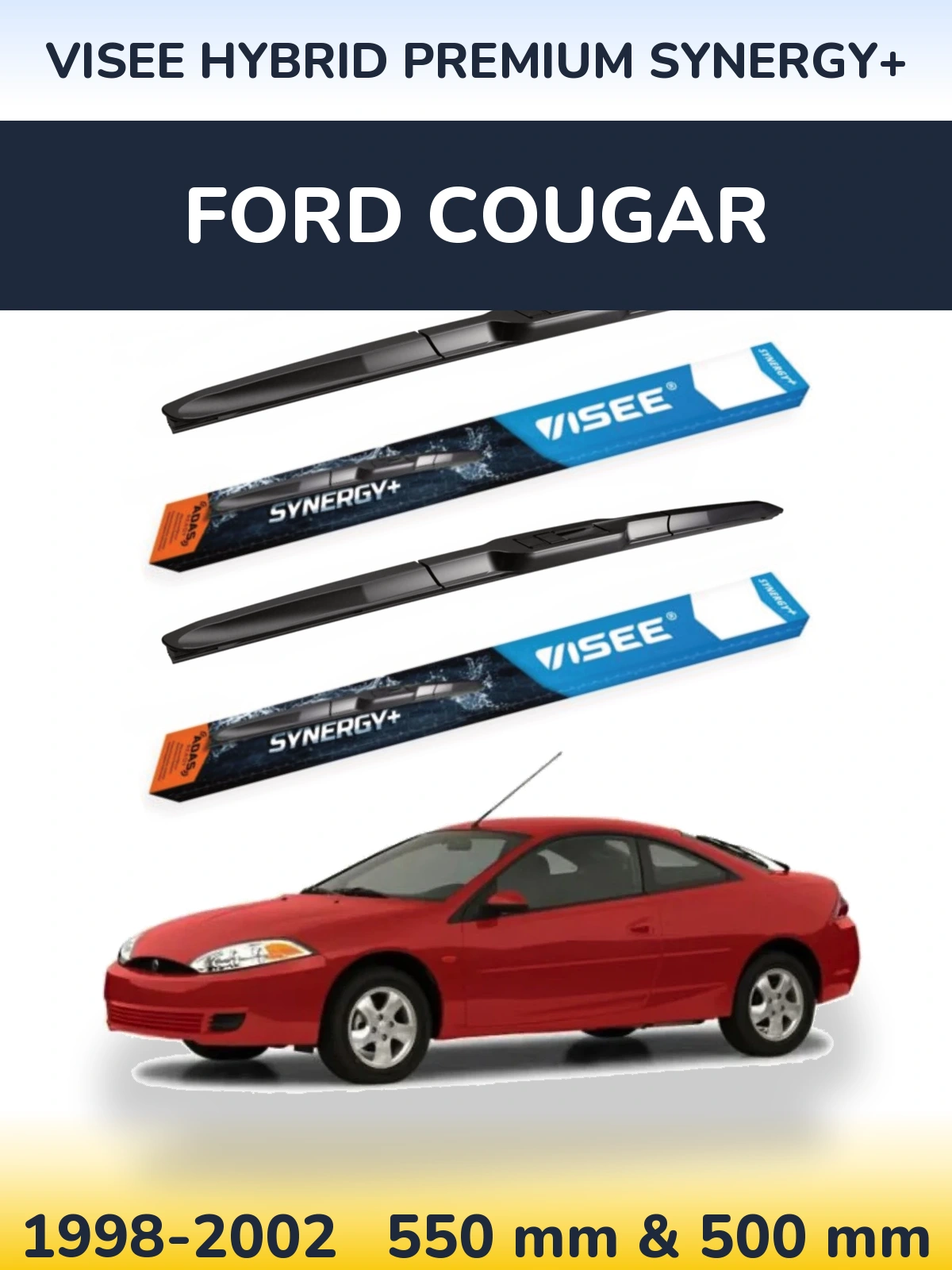 Комплект передних дворников VISEE HYBRID PREMIUM SYNERGY+ 550 & 500 мм для Ford Cougar 1998-2002
