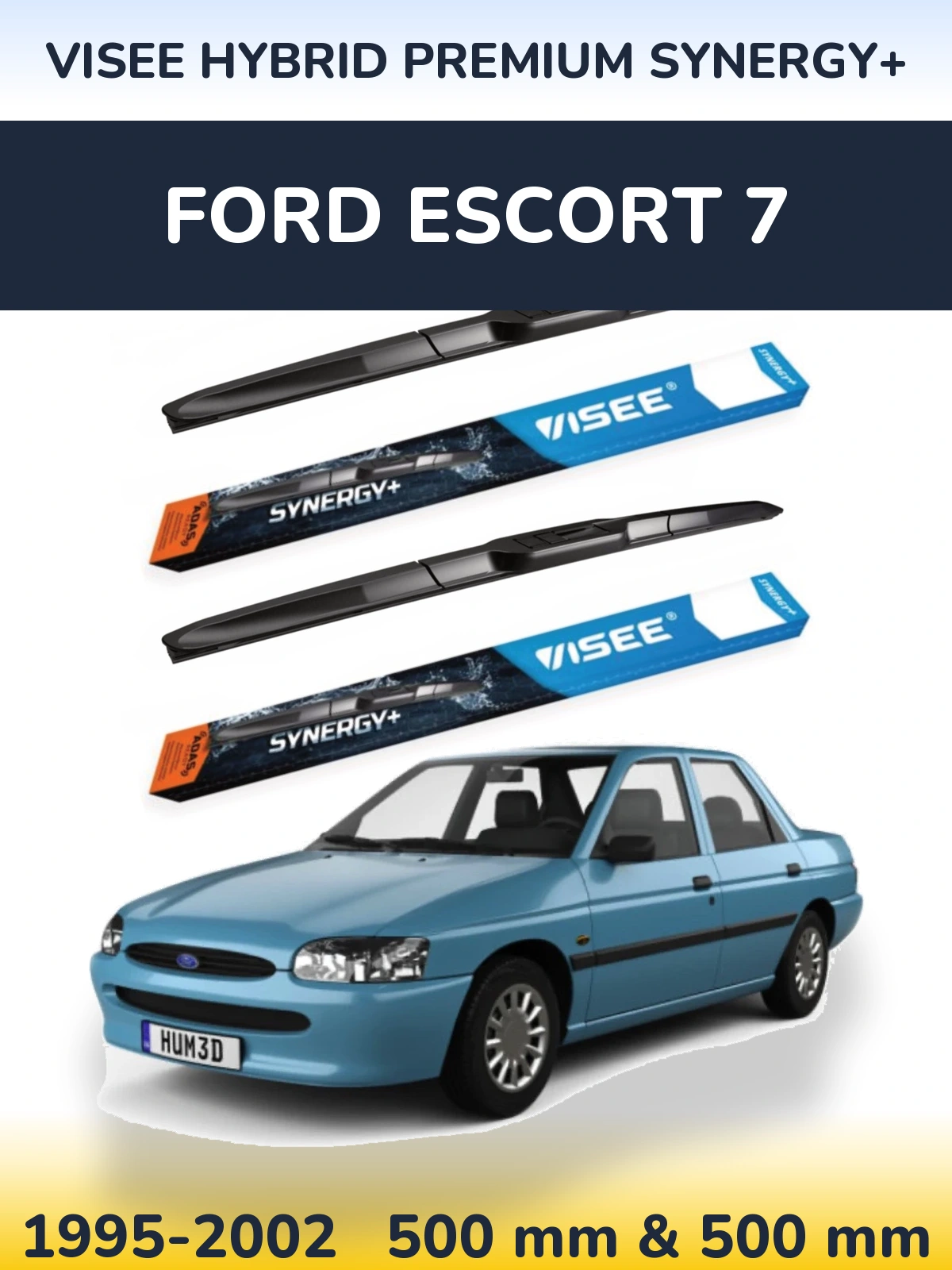 Komplet przednich wycieraczek VISEE HYBRID PREMIUM SYNERGY+ 500 & 500 mm do Ford Escort 7 1995-2002