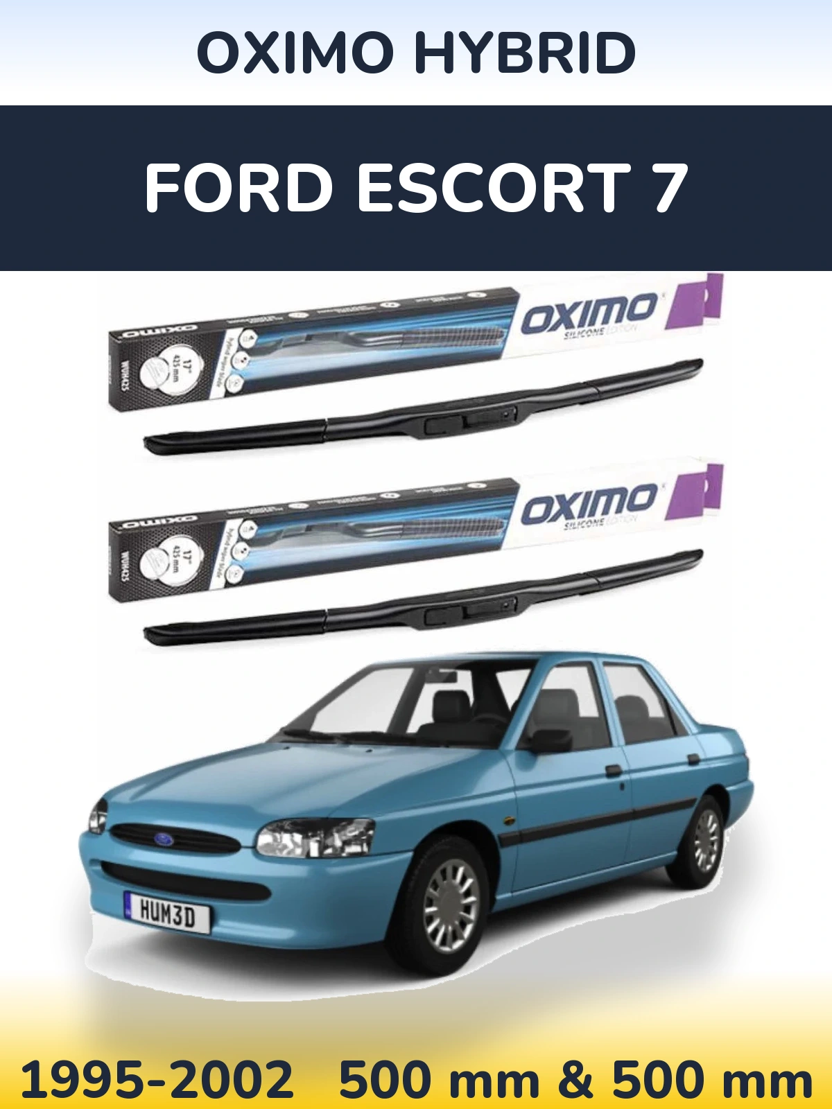Комплект передних дворников Oximo Hybrid 500 & 500 мм для Ford Escort 7 1995-2002