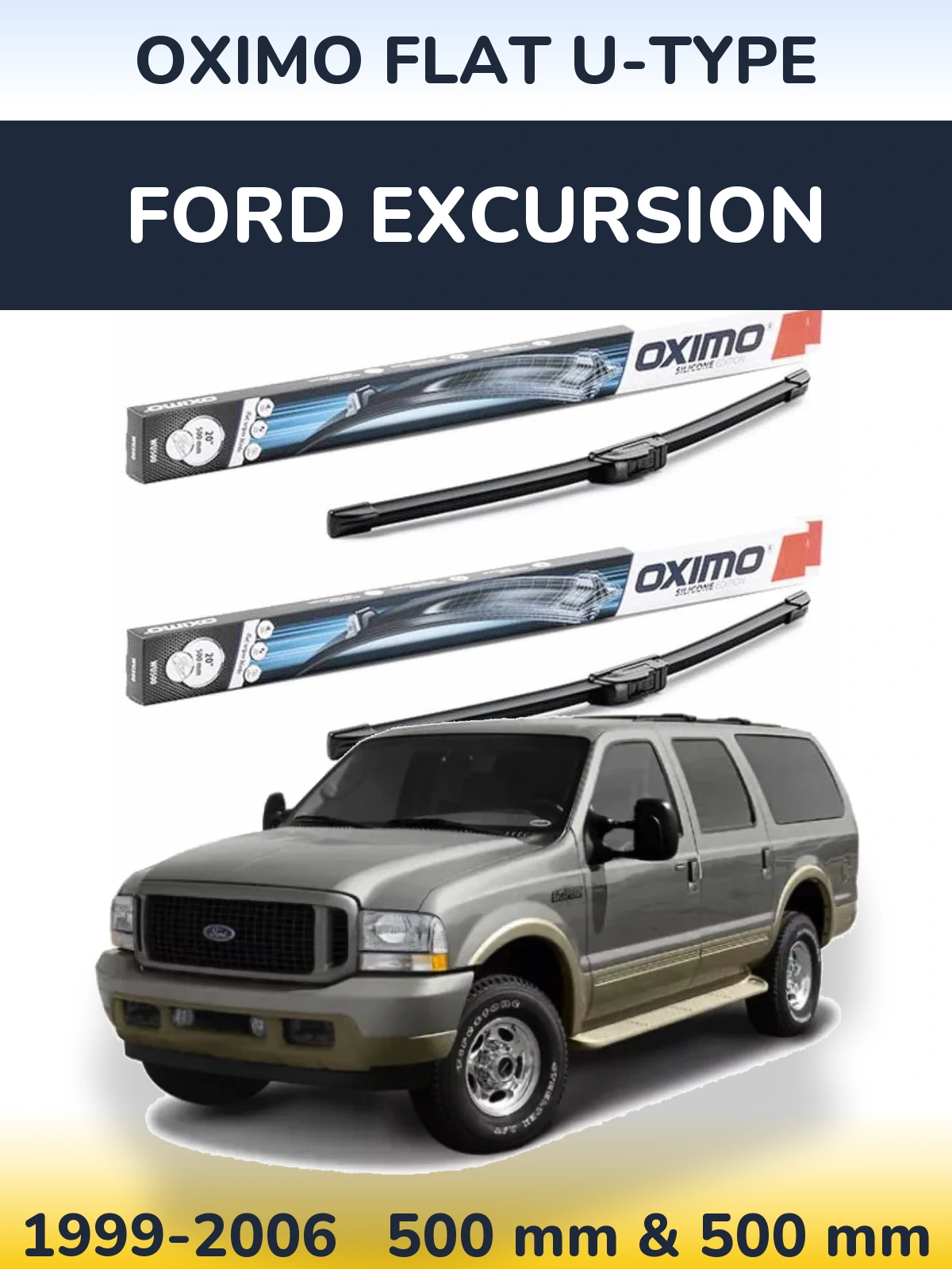 Komplet przednich wycieraczek Oximo Flat U-type 500 & 500 mm do Ford Excursion 1999-2006