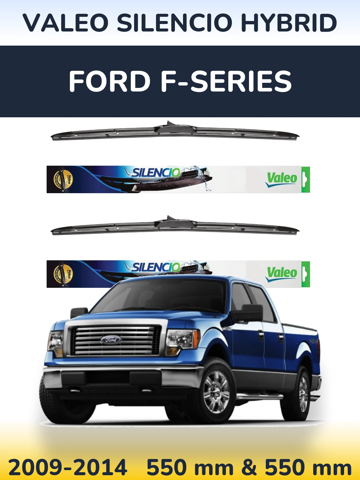 Комплект передних дворников Valeo Silencio Hybrid 550 & 550 мм для Ford F-series 2009-2014