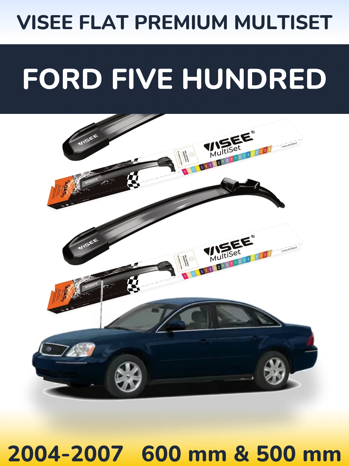 Комплект передних дворников VISEE FLAT PREMIUM MultiSet 600 & 500 мм для Ford Five Hundred 2004-2007