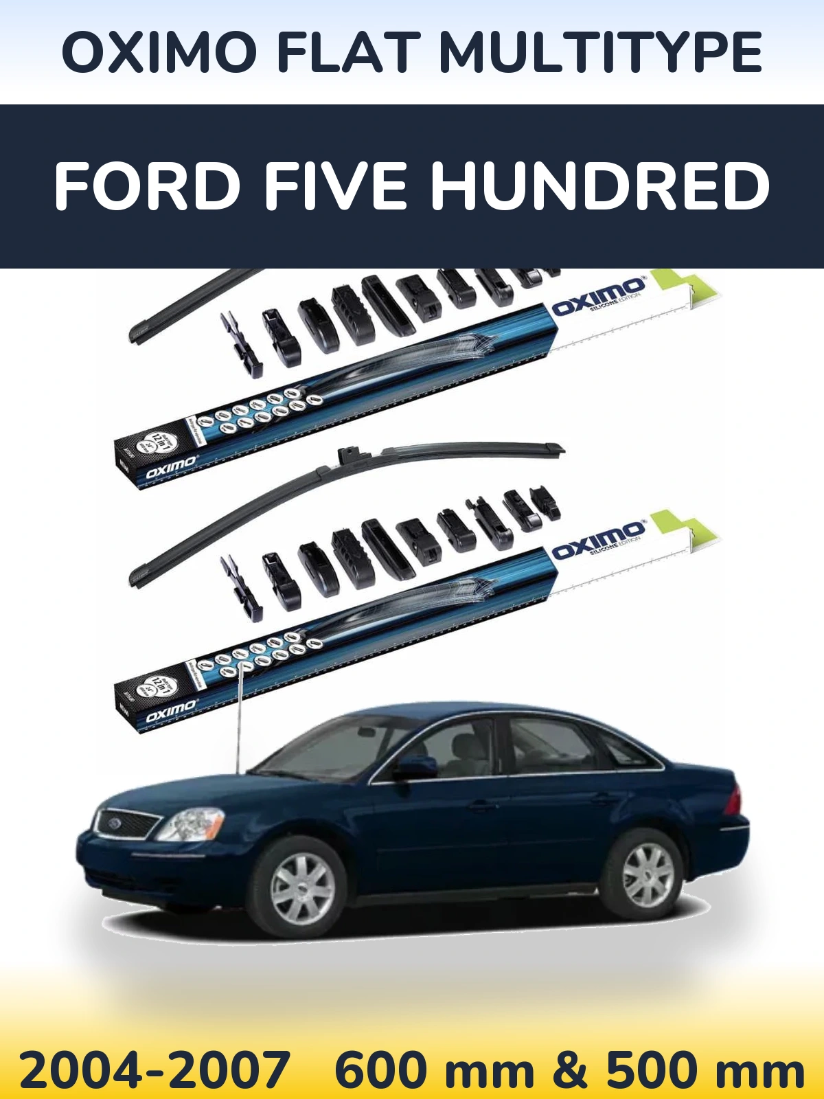 Комплект передних дворников Oximo Flat MultiТипe 600 & 500 мм для Ford Five Hundred 2004-2007