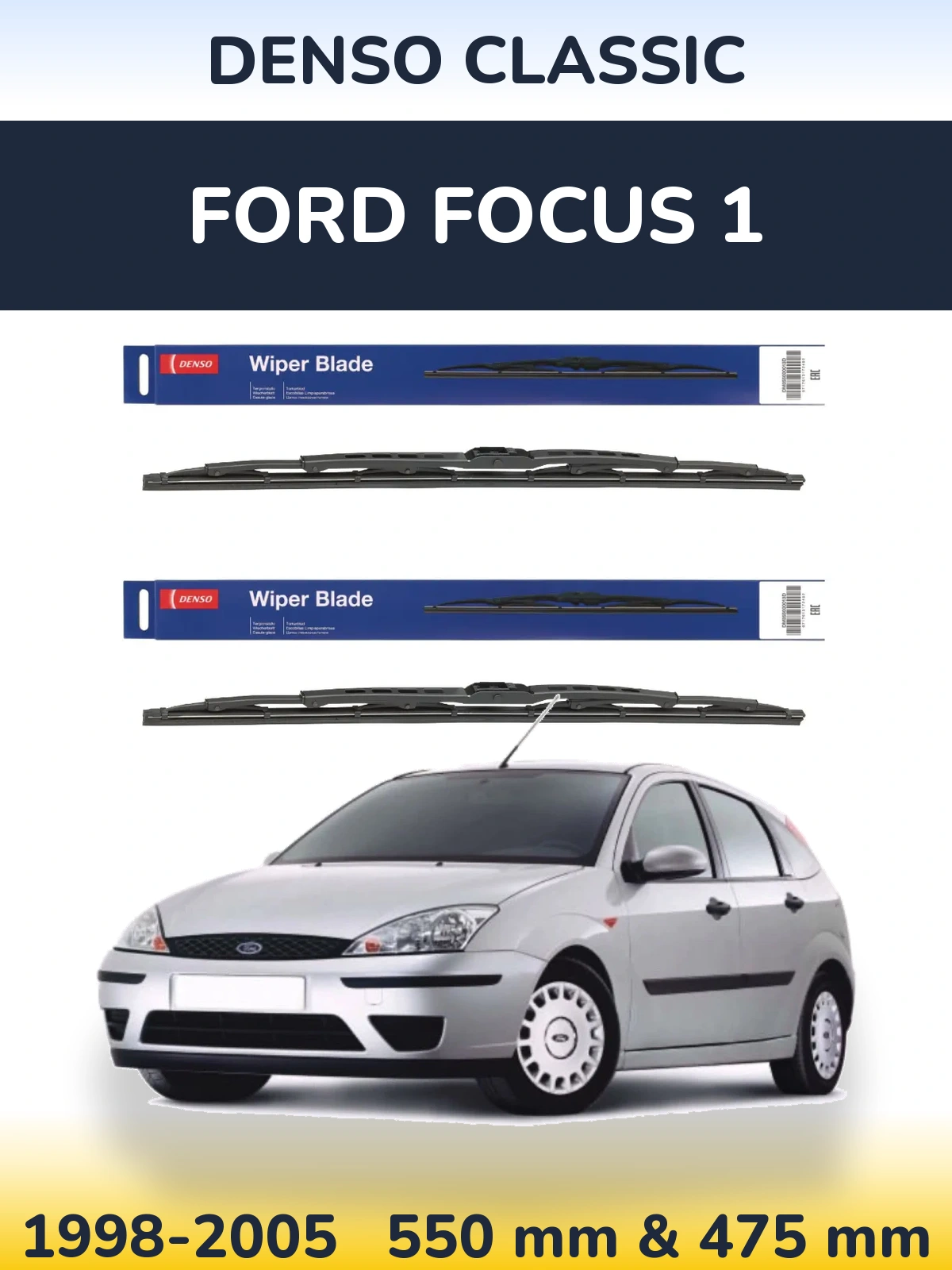 Komplet przednich wycieraczek Denso Classic 550 & 475 mm do Ford Focus 1 1998-2005