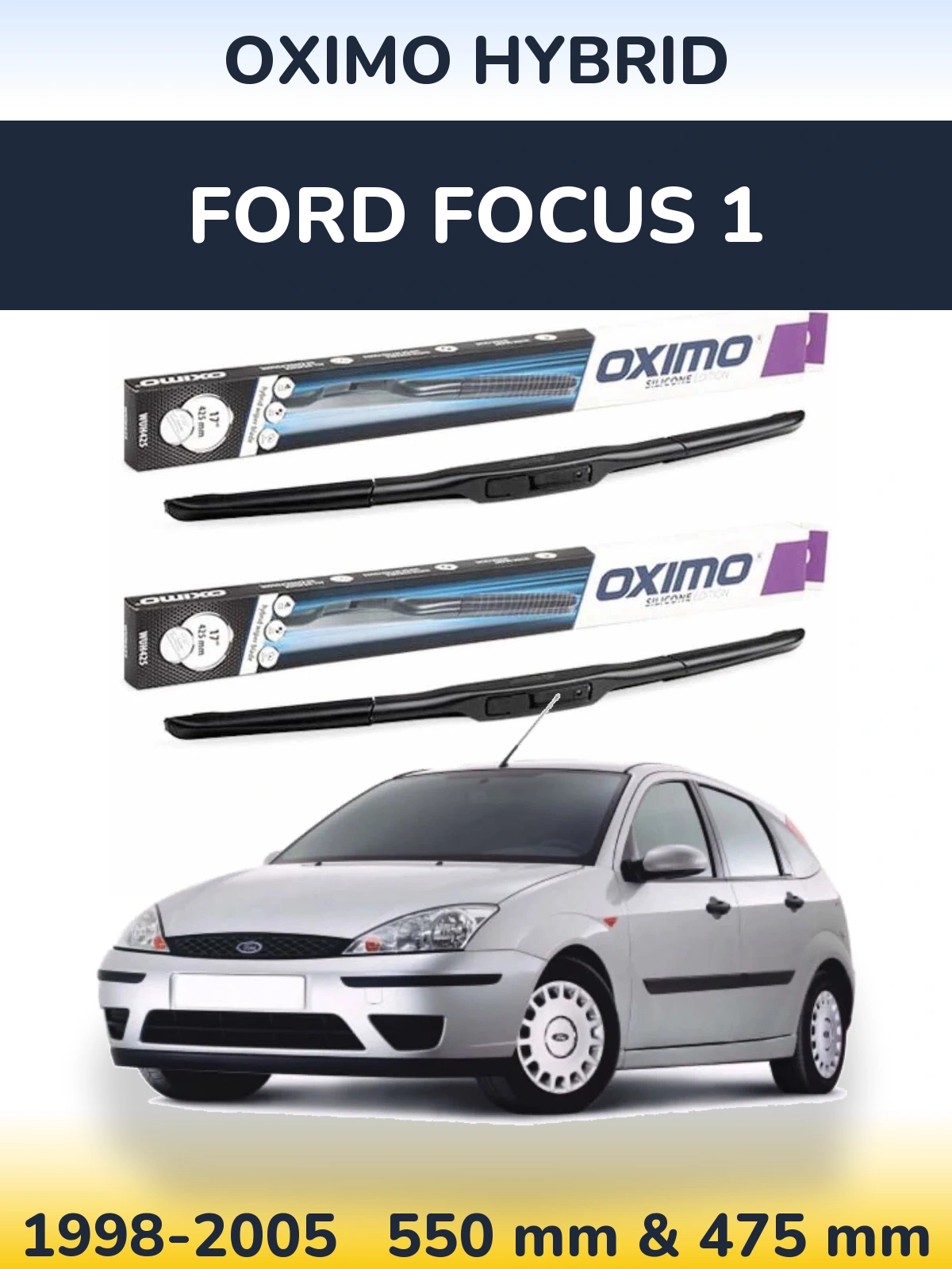Комплект передних дворников Oximo Hybrid 550 & 475 мм для Ford Focus 1 1998-2005