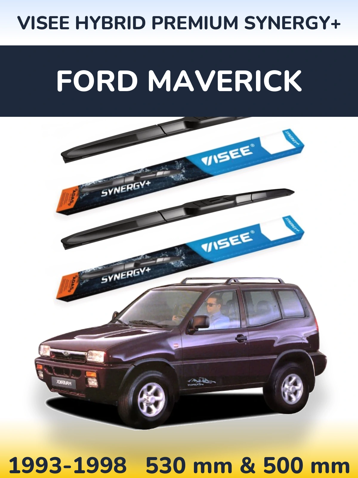 Komplet przednich wycieraczek VISEE HYBRID PREMIUM SYNERGY+ 530 & 500 mm do Ford Maverick 1993-1998