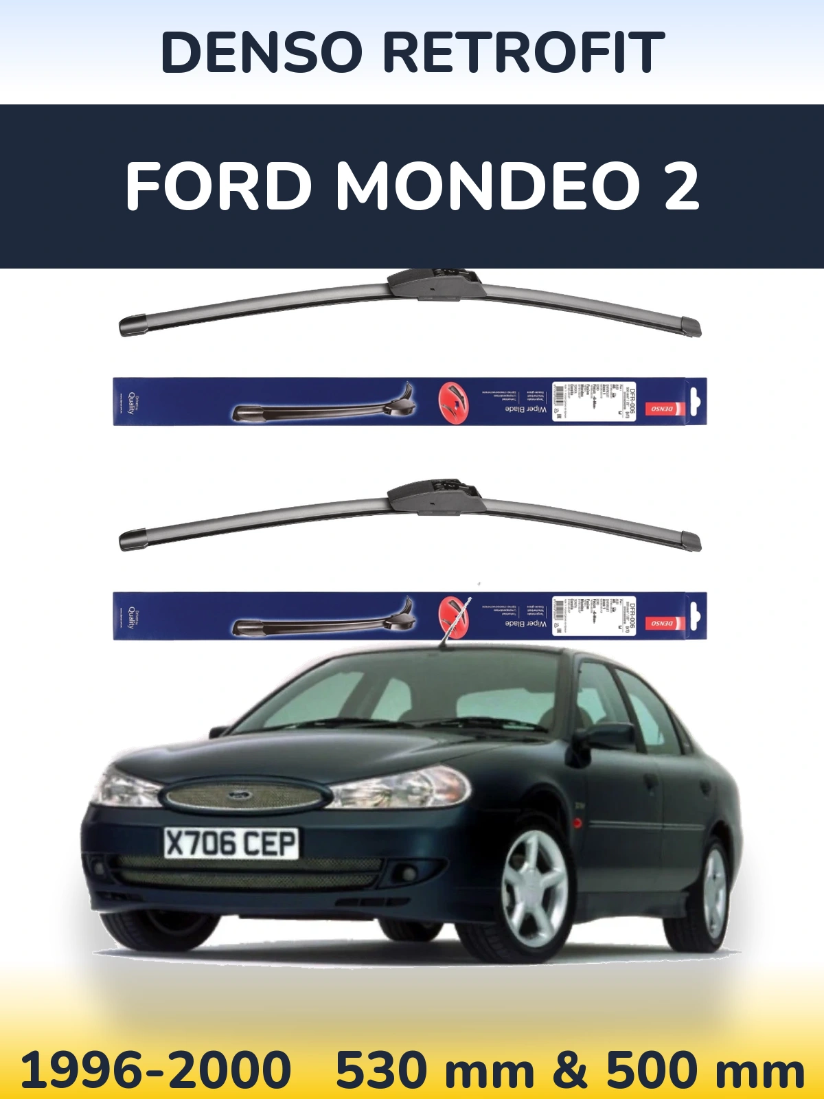 Комплект передних дворников Denso Retrofit 530 & 500 мм для Ford Mondeo 2 1996-2000