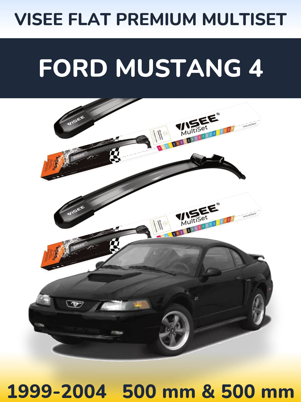 Komplet przednich wycieraczek VISEE FLAT PREMIUM MultiSet 500 & 500 mm do Ford Mustang 4 1999-2004