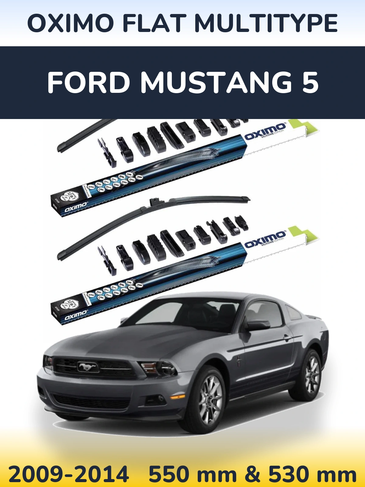 Komplet przednich wycieraczek Oximo Flat MultiType 550 & 530 mm do Ford Mustang 5 2009-2014