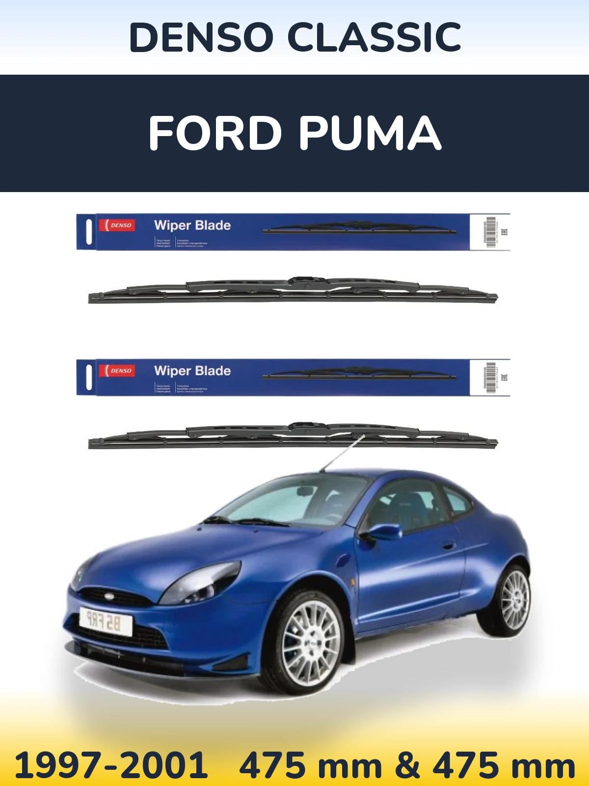 Komplet przednich wycieraczek Denso Classic 475 & 475 mm do Ford Puma 1997-2001
