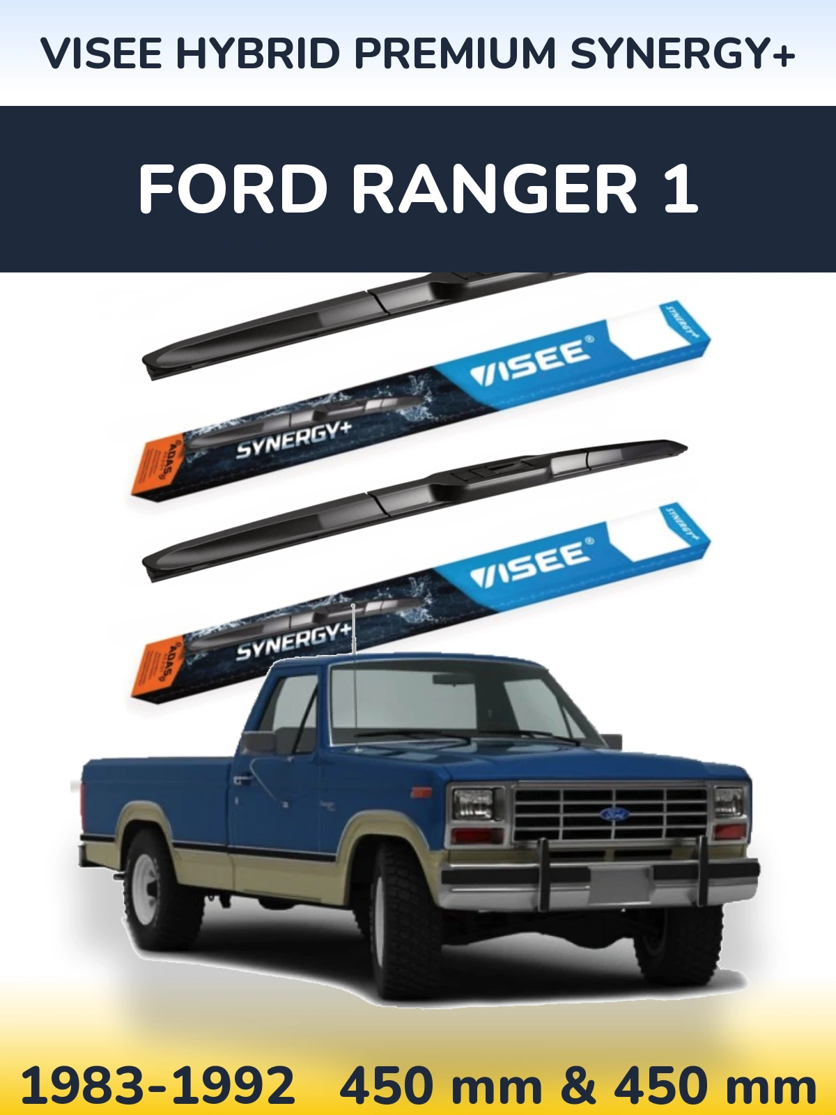 Комплект передних дворников VISEE HYBRID PREMIUM SYNERGY+ 450 & 450 мм для Ford Ranger 1 1983-1992