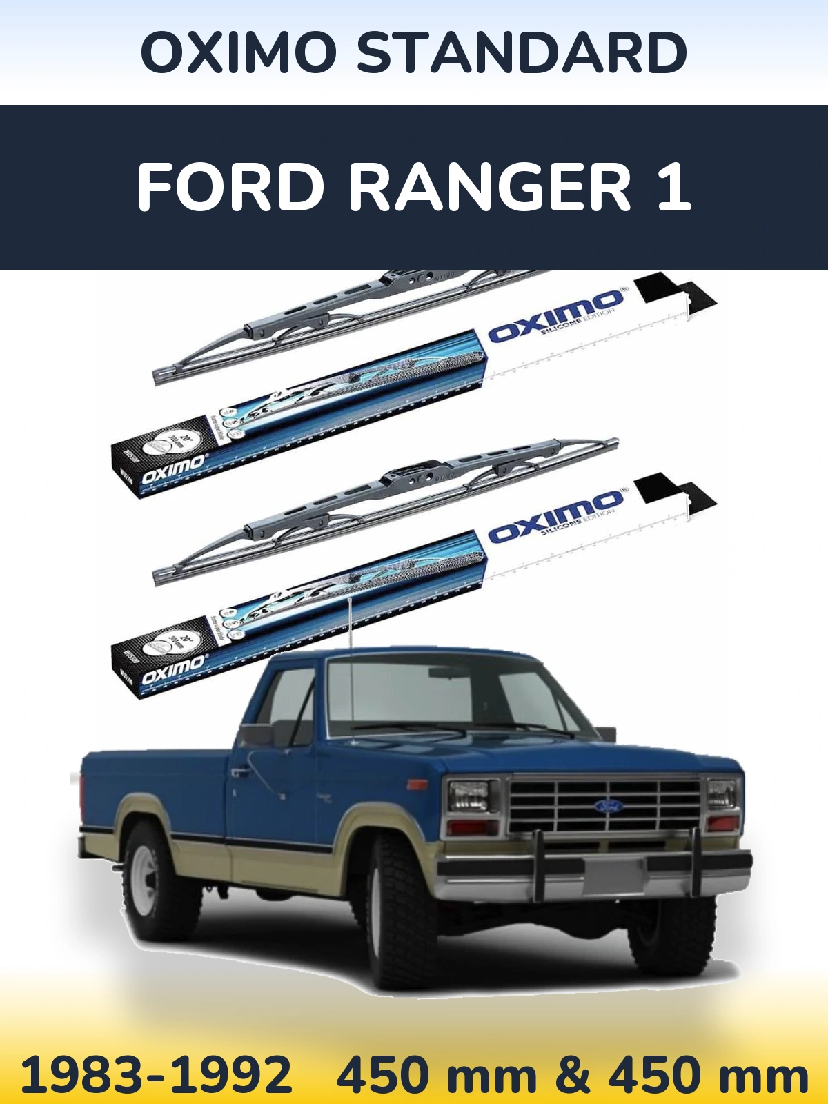 Комплект передних дворников Oximo Standard 450 & 450 мм для Ford Ranger 1 1983-1992