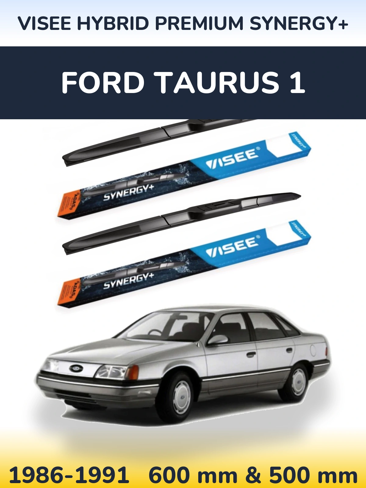 Комплект передних дворников VISEE HYBRID PREMIUM SYNERGY+ 600 & 500 мм для Ford Taurus 1 1986-1991