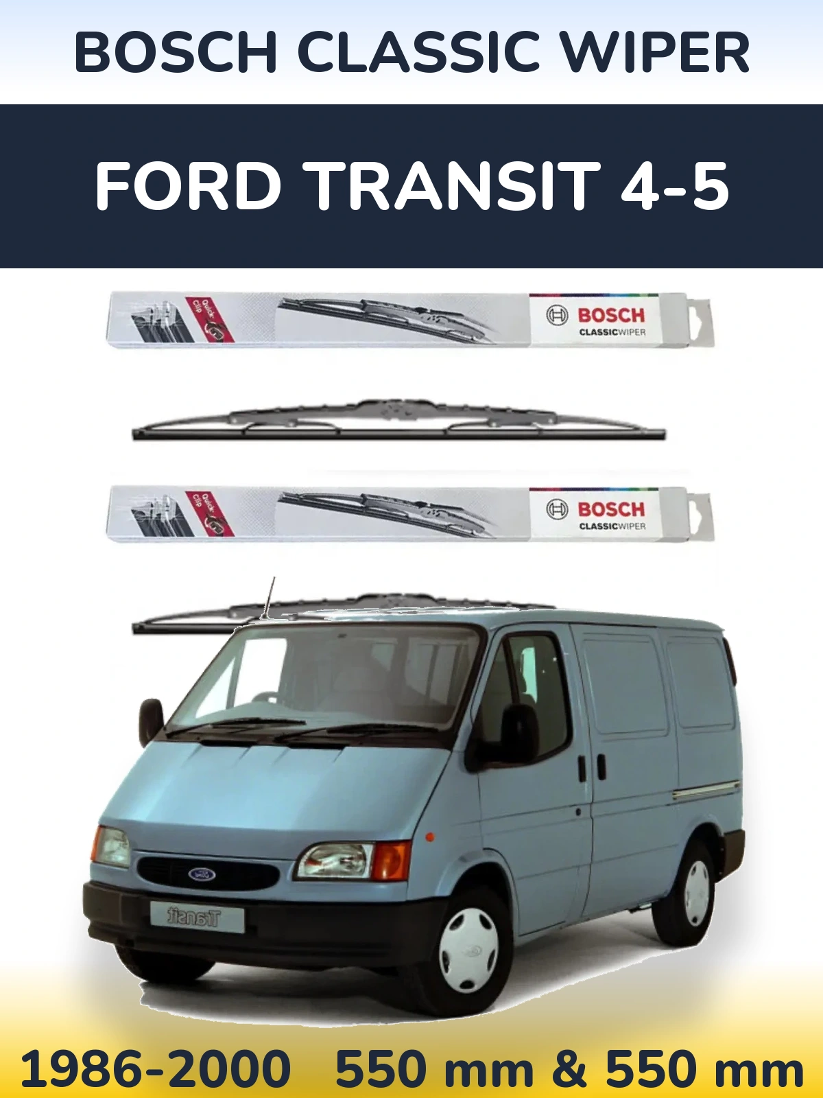 Комплект передних дворников BOSCH Classic Wiper 550 & 550 мм для Ford Transit 4-5 1986-2000