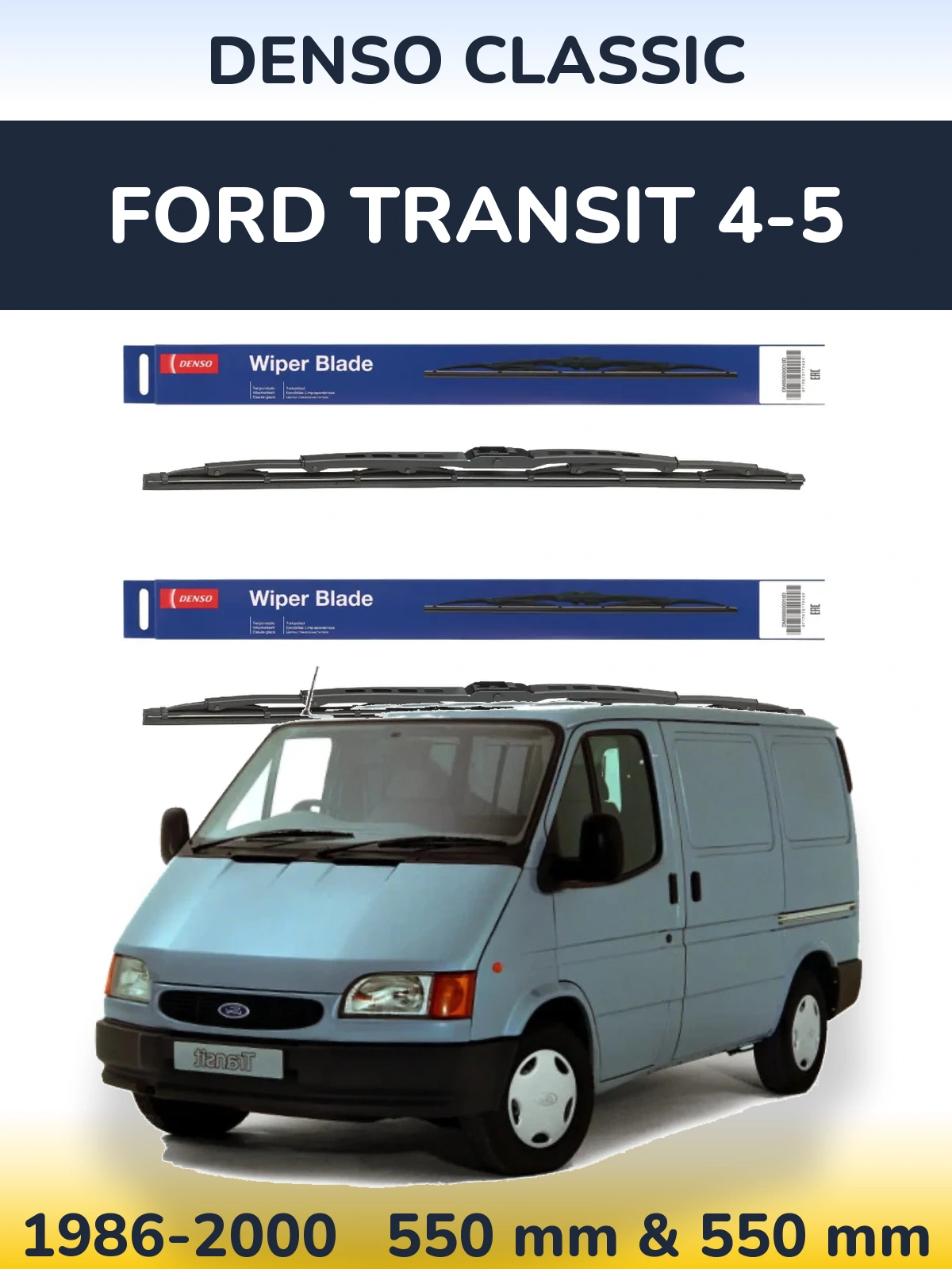 Komplet przednich wycieraczek Denso Classic 550 & 550 mm do Ford Transit 4-5 1986-2000