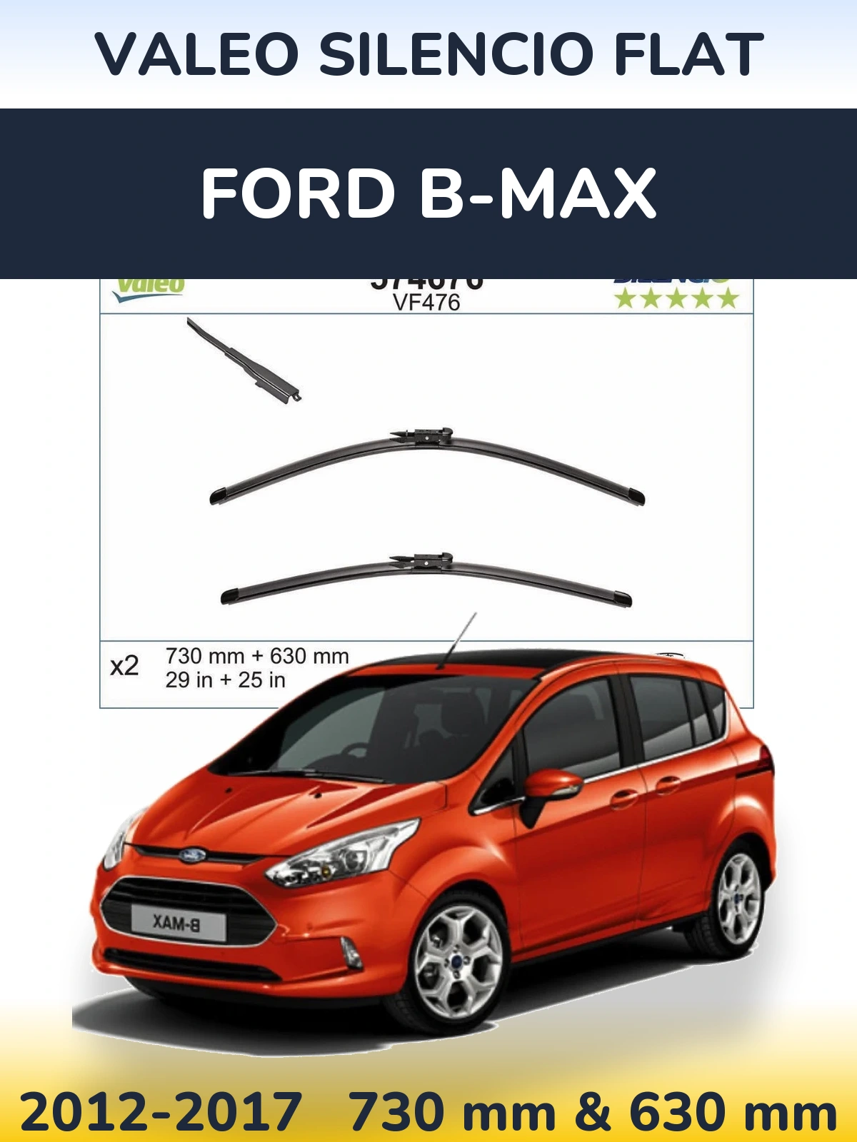 Комплект передних дворников Valeo Silencio Flat 730 & 630 мм для Ford B-Max 2012-2017
