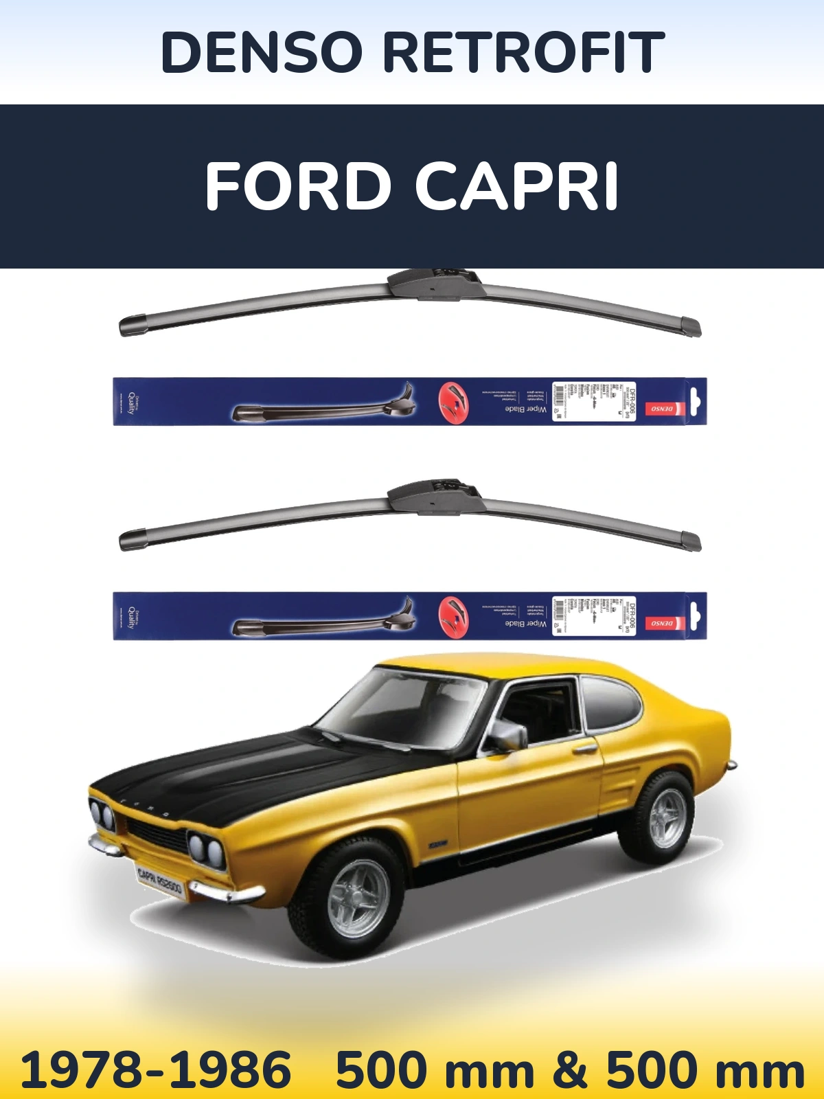 Комплект передніх щіток Denso Retrofit 500 & 500 мм для Ford Capri 1978-1986