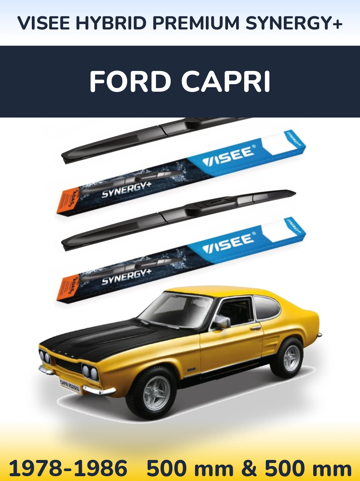 Комплект передних дворников VISEE HYBRID PREMIUM SYNERGY+ 500 & 500 мм для Ford Capri 1978-1986