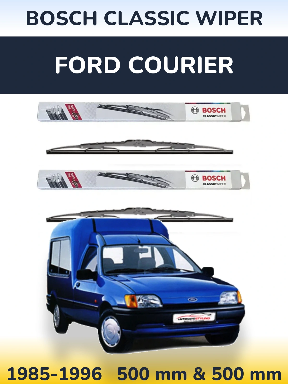 Комплект передних дворников BOSCH Classic Wiper 500 & 500 мм для Ford Courier 1985-1996