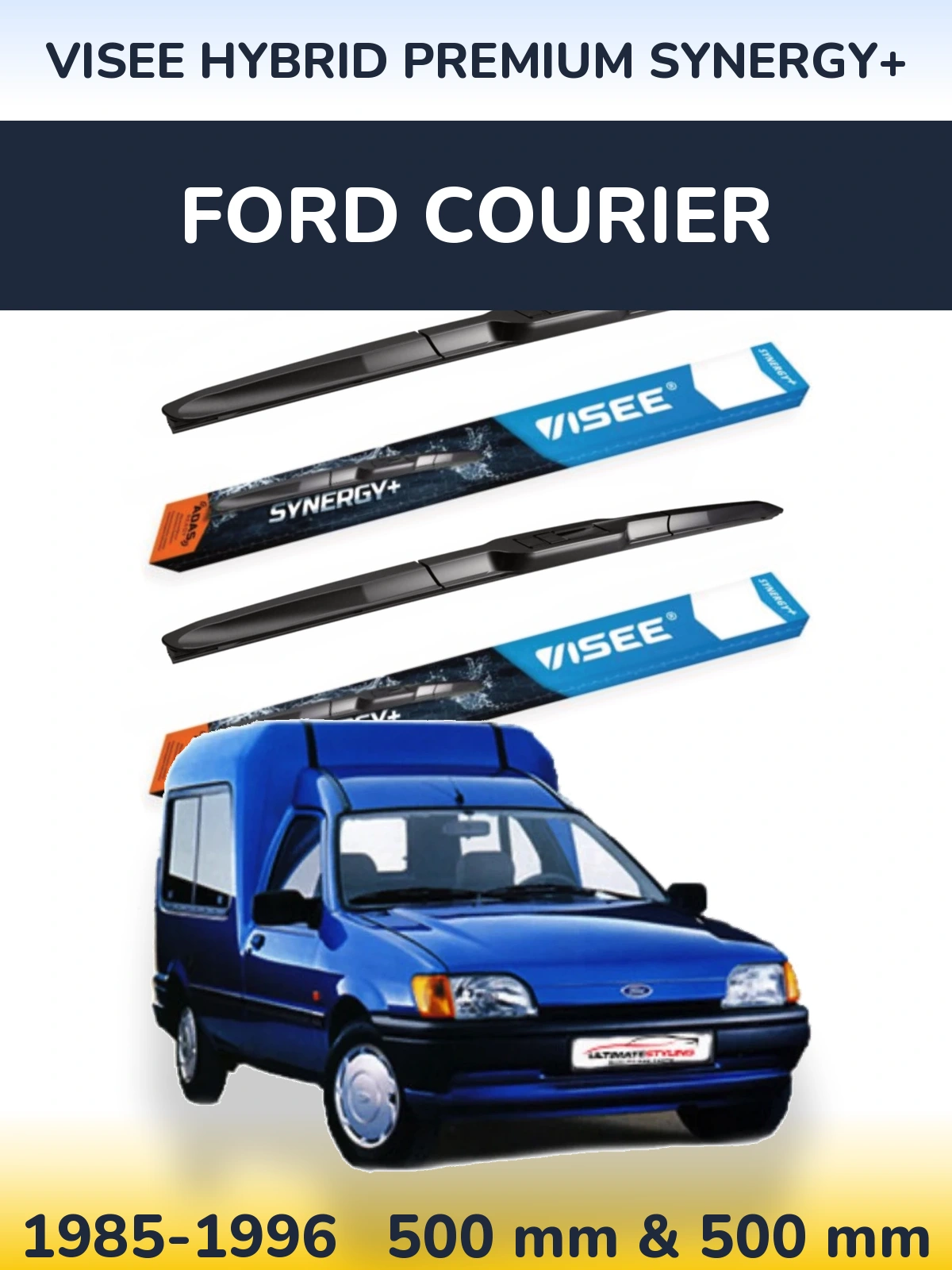 Komplet przednich wycieraczek VISEE HYBRID PREMIUM SYNERGY+ 500 & 500 mm do Ford Courier 1985-1996