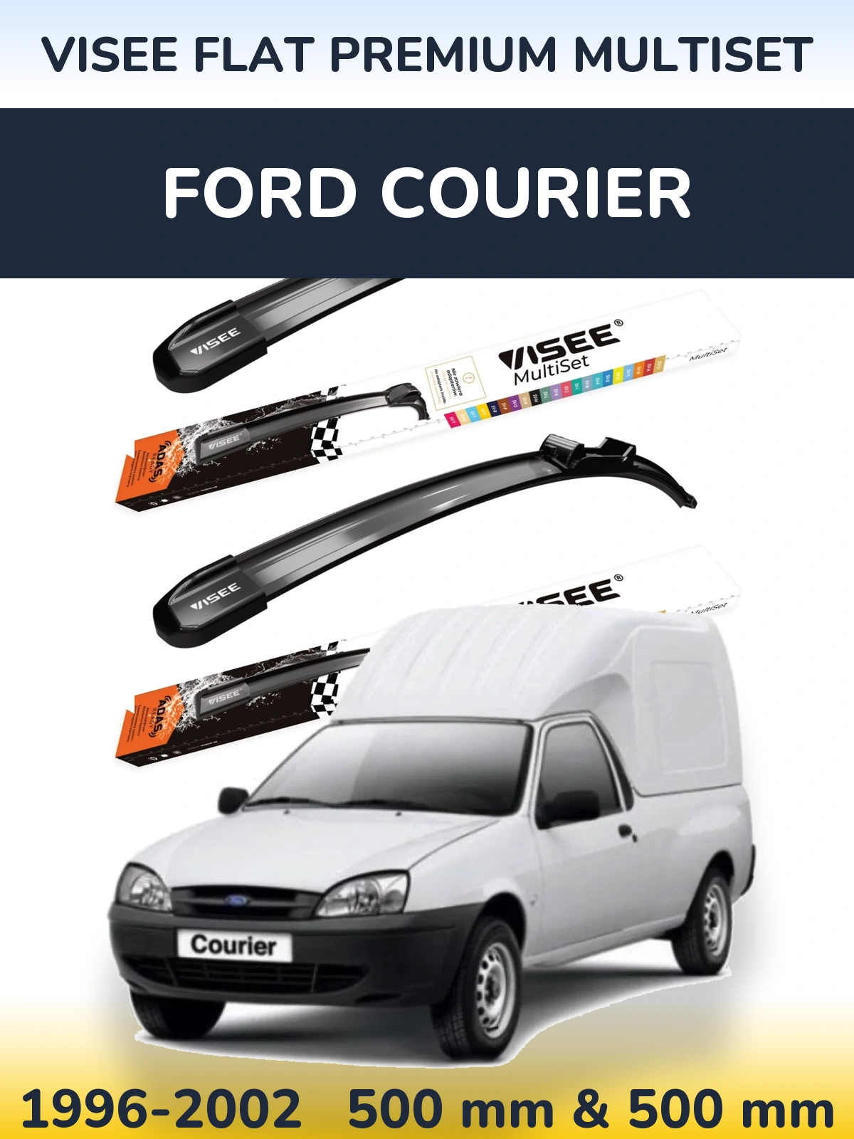Komplet przednich wycieraczek VISEE FLAT PREMIUM MultiSet 500 & 500 mm do Ford Courier 1996-2002