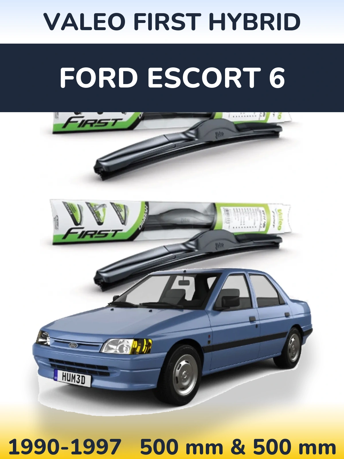 Komplet przednich wycieraczek Valeo First Hybrid 500 & 500 mm do Ford Escort 6 1990-1997