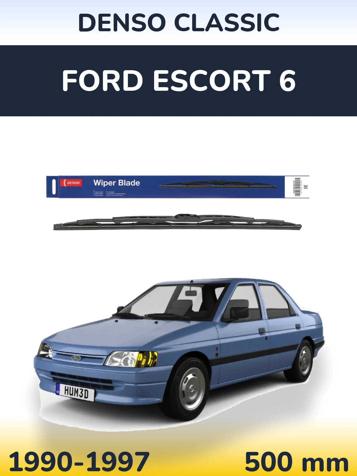 Rear wiper blade Denso Classic 500 mm for Ford Escort 6 1990-1997