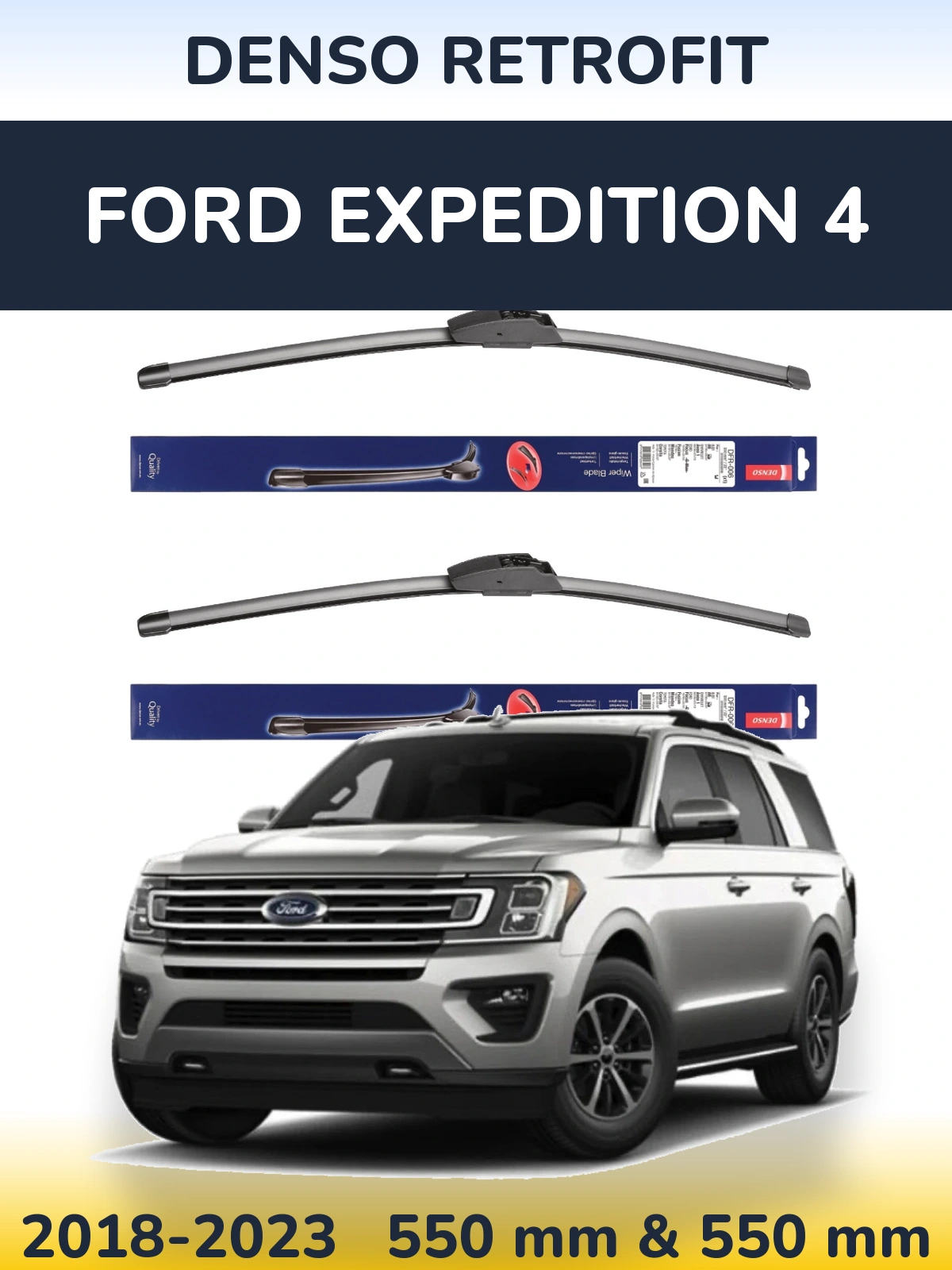 Komplet przednich wycieraczek Denso Retrofit 550 & 550 mm do Ford Expedition 4 2018-2023