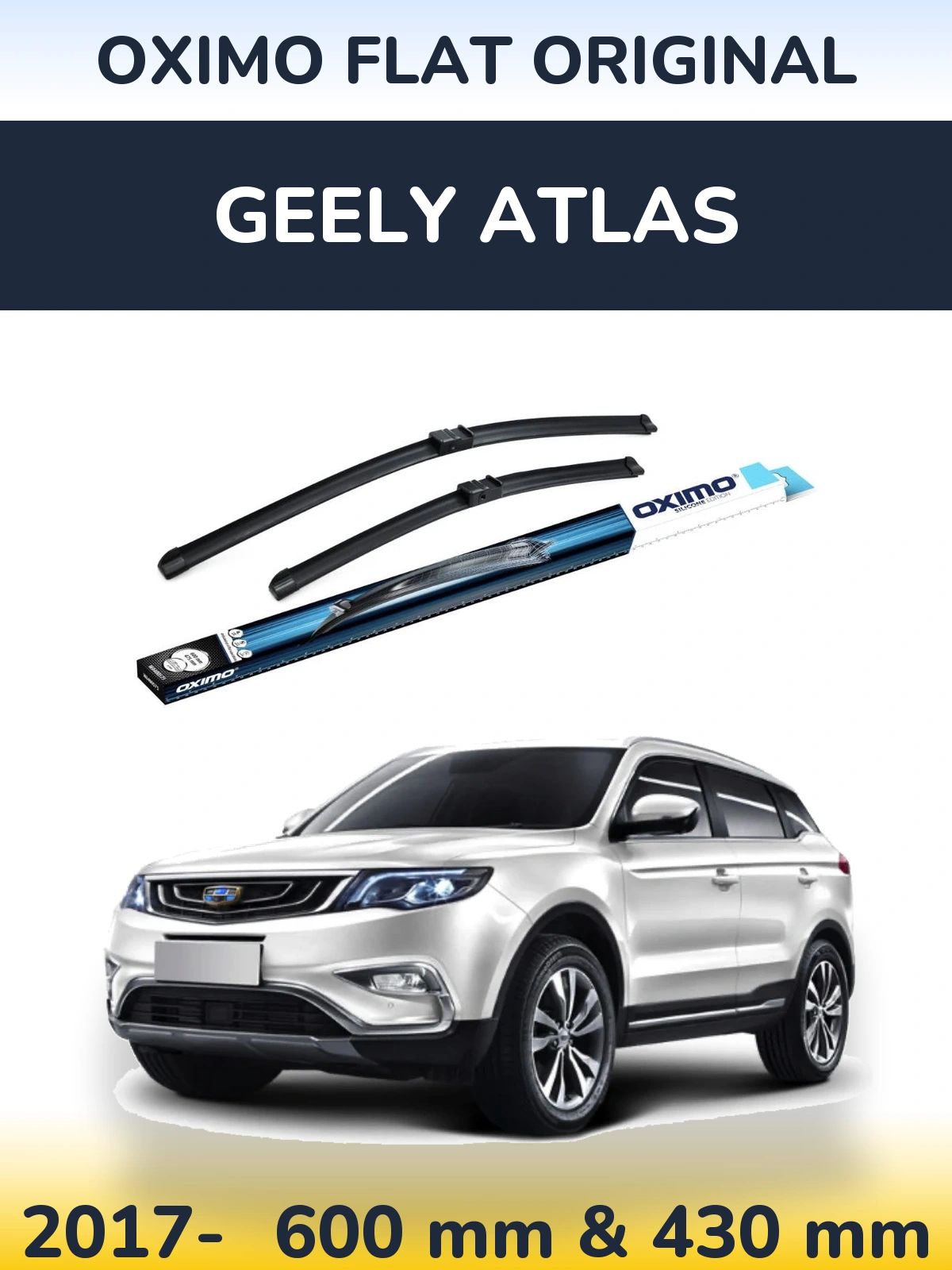 Komplet przednich wycieraczek Oximo Flat Original 600 & 430 mm do Geely Atlas 2017-2026