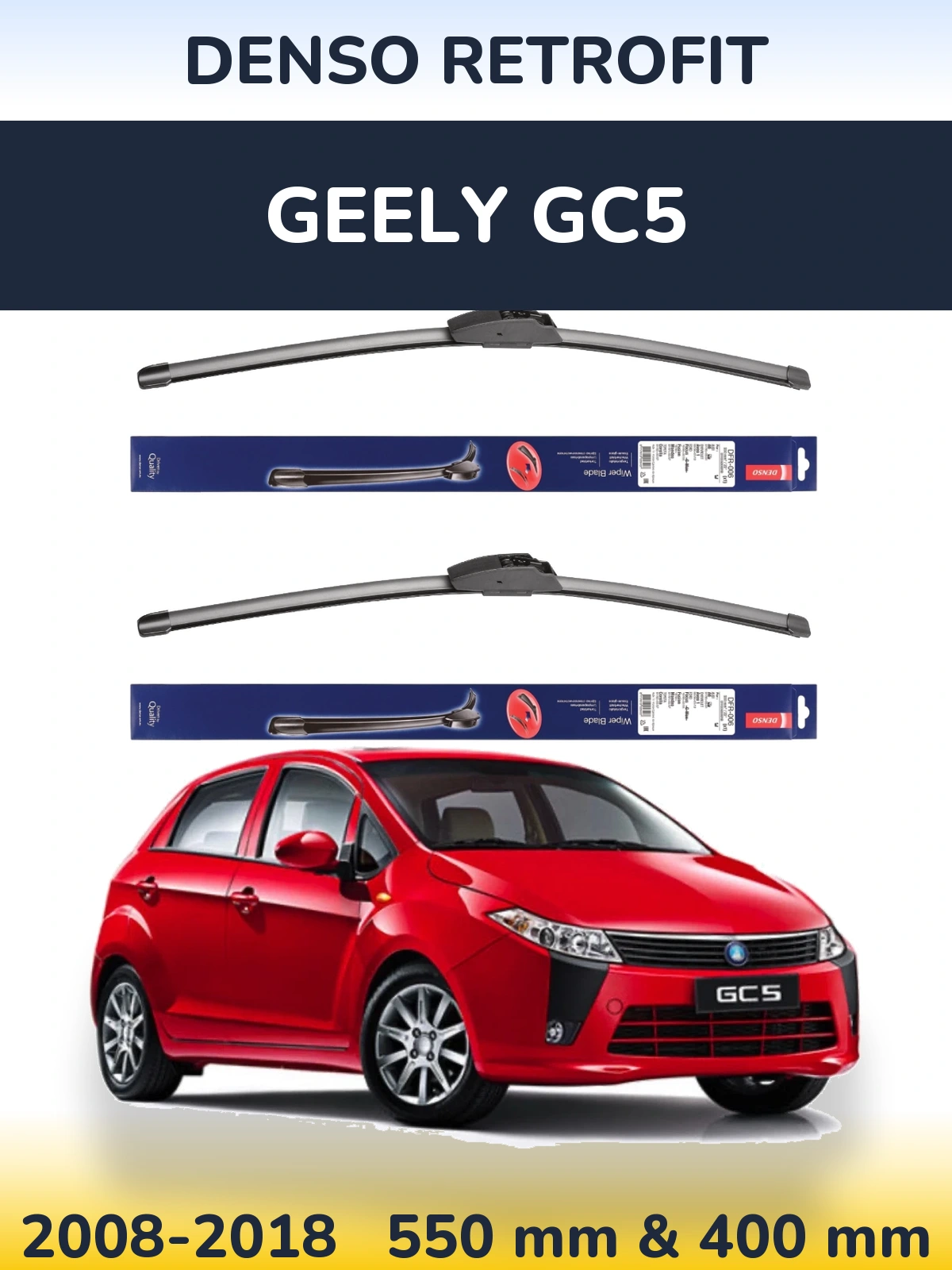 Комплект передних дворников Denso Retrofit 550 & 400 мм для Geely GC5 2008-2018