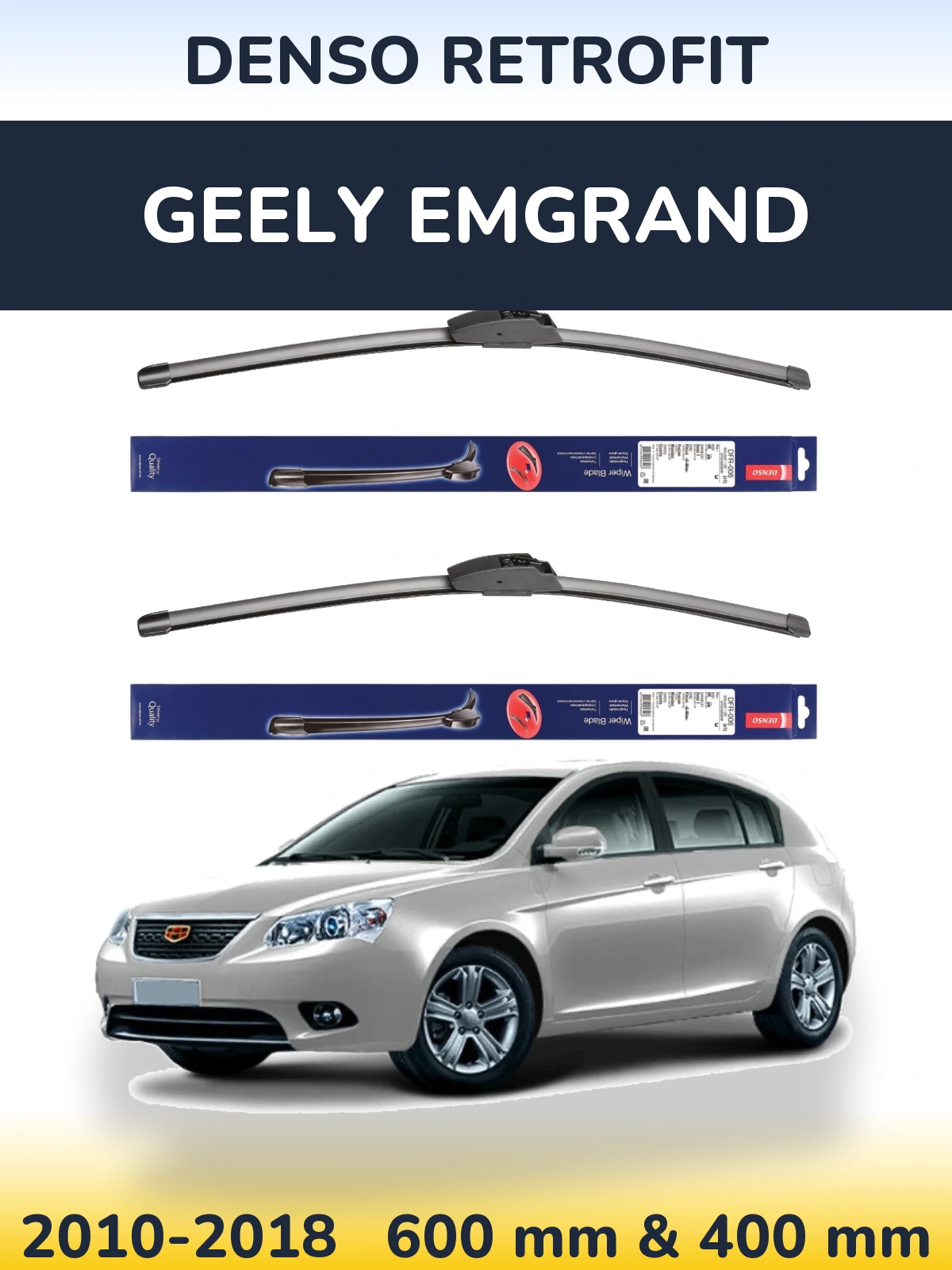 Комплект передних дворников Denso Retrofit 600 & 400 мм для Geely Emgrand 2010-2018