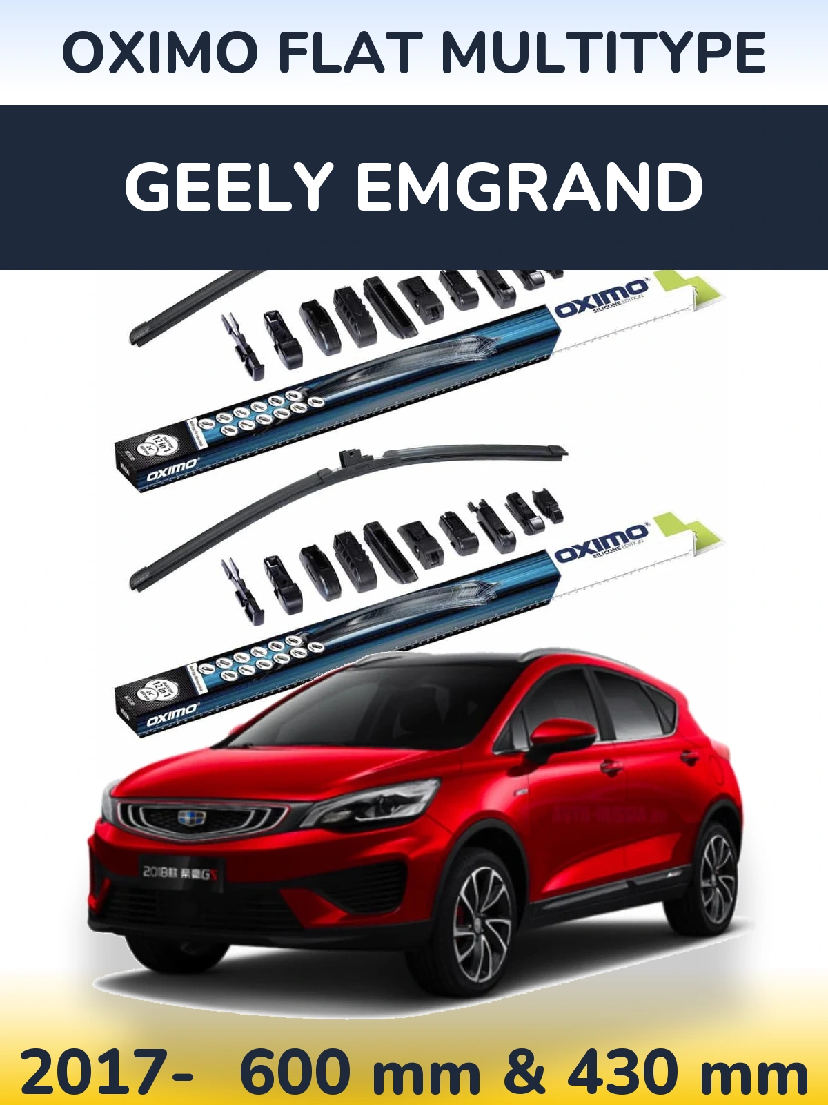 Komplet przednich wycieraczek Oximo Flat MultiType 600 & 430 mm do Geely Emgrand 2017-2026