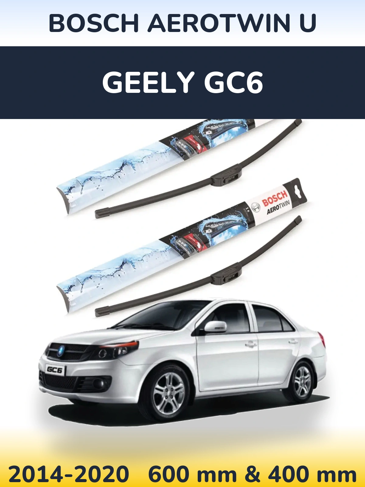 Komplet przednich wycieraczek BOSCH AeroTwin U 600 & 400 mm do Geely GC6 2014-2020