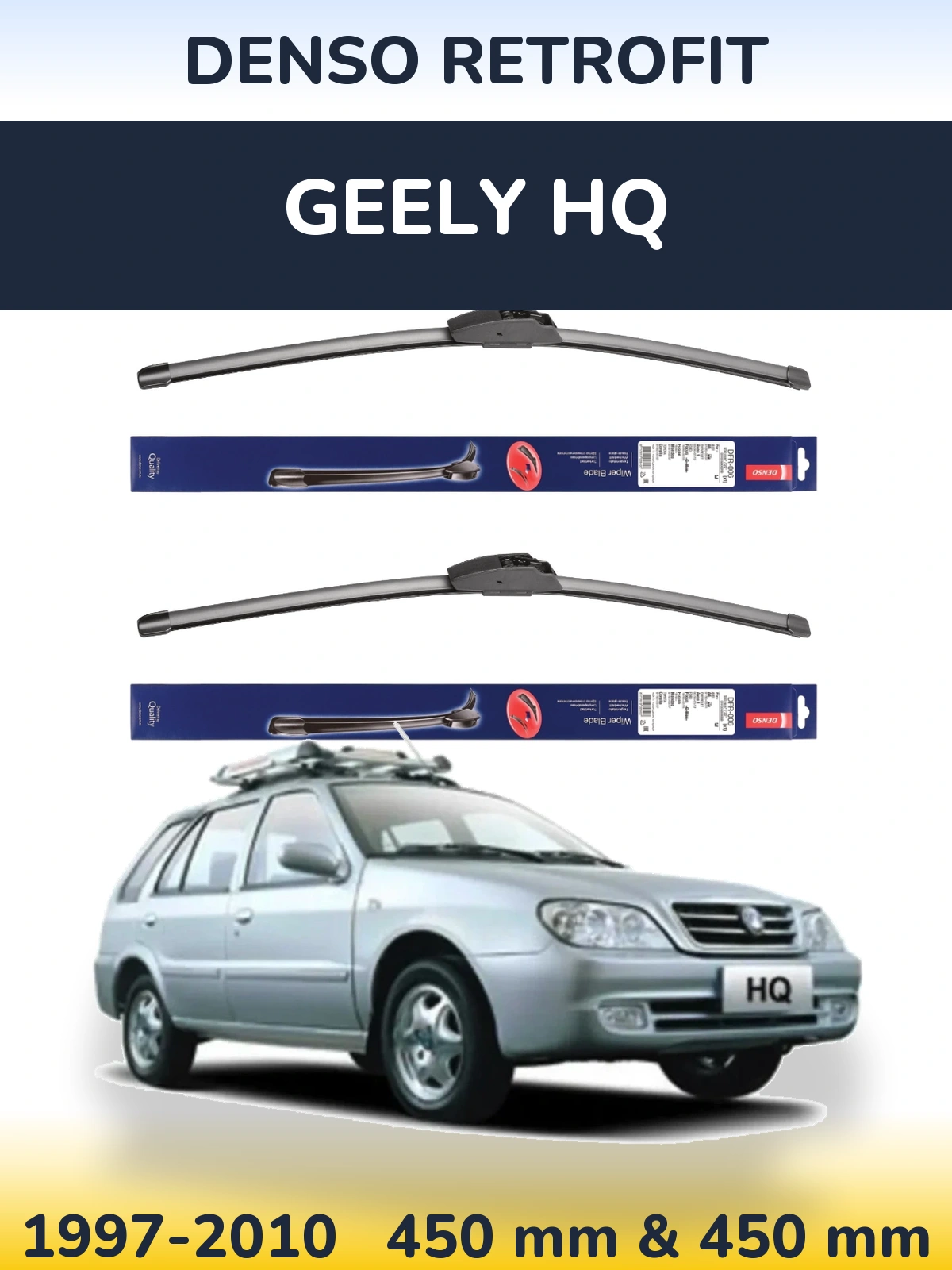 Komplet przednich wycieraczek Denso Retrofit 450 & 450 mm do Geely HQ 1997-2010