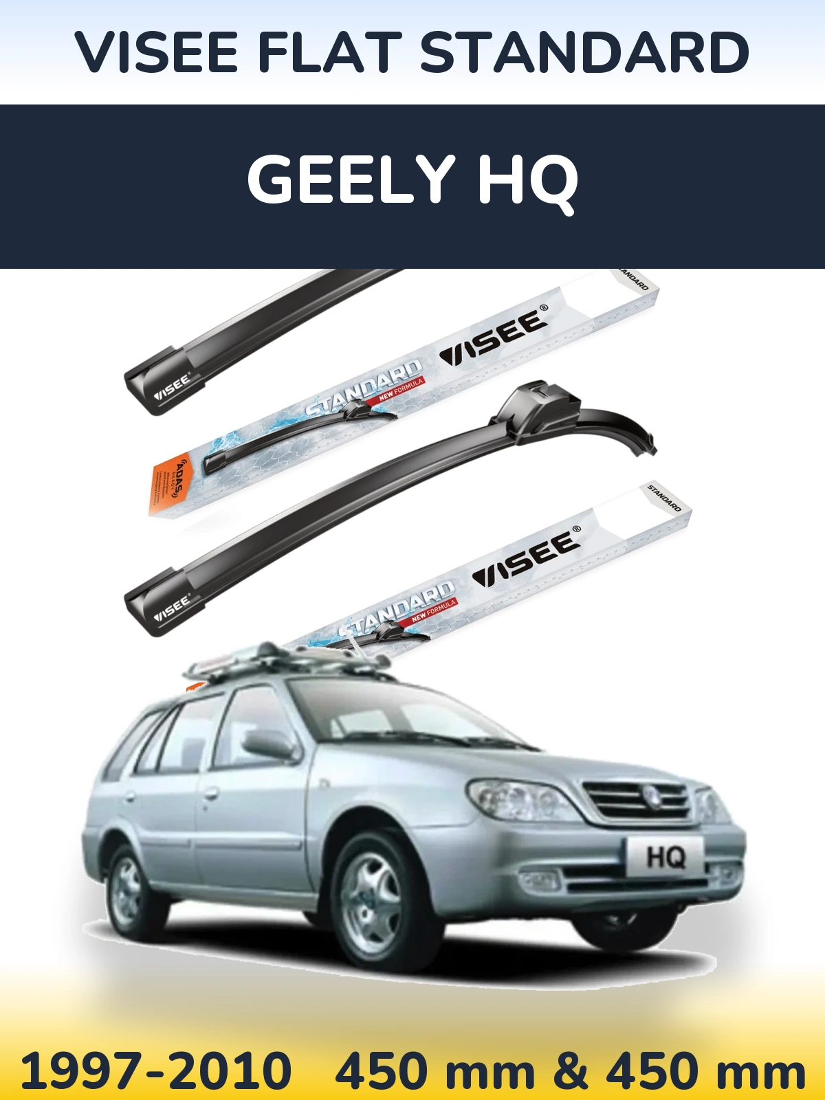 Komplet przednich wycieraczek VISEE FLAT STANDARD 450 & 450 mm do Geely HQ 1997-2010