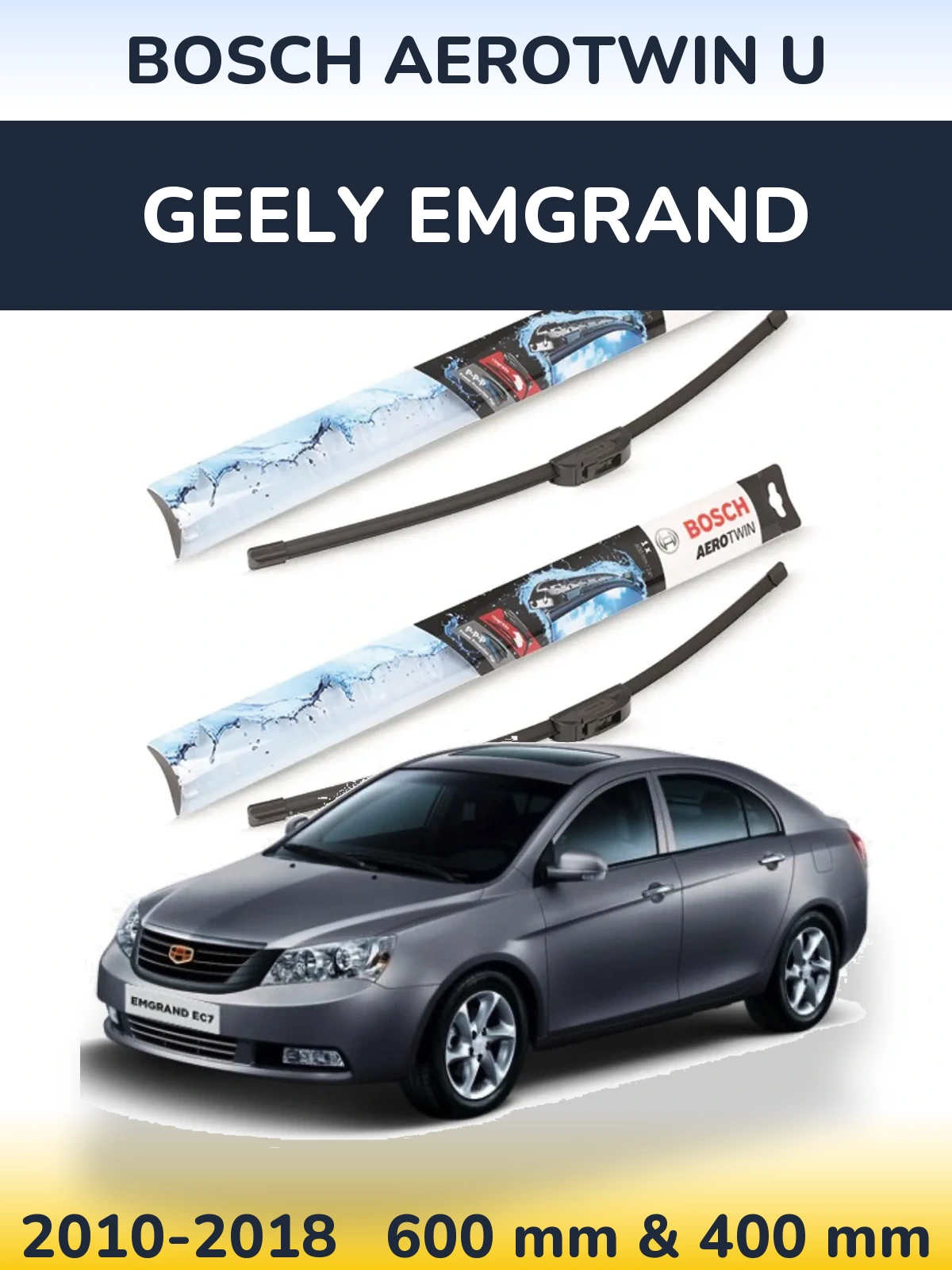Komplet przednich wycieraczek BOSCH AeroTwin U 600 & 400 mm do Geely Emgrand 2010-2018
