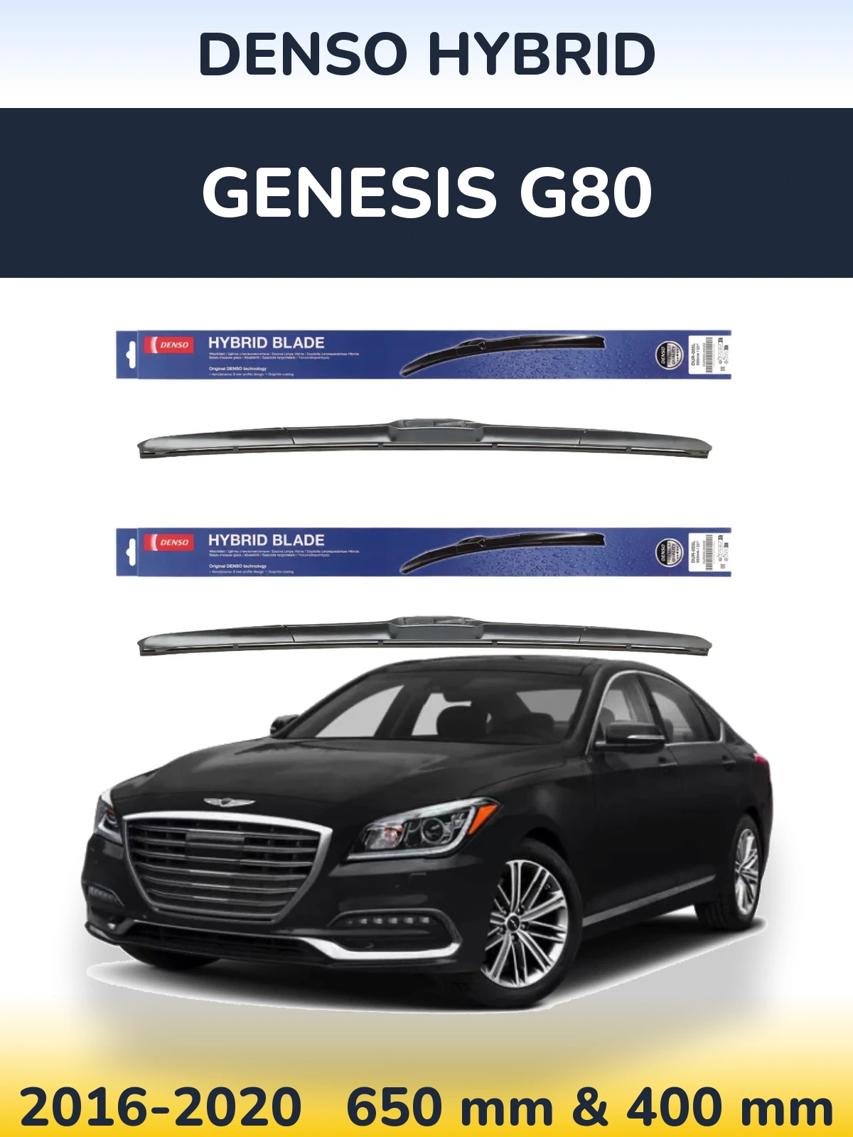 Komplet przednich wycieraczek Denso Hybrid 650 & 400 mm do Genesis G80 2016-2020