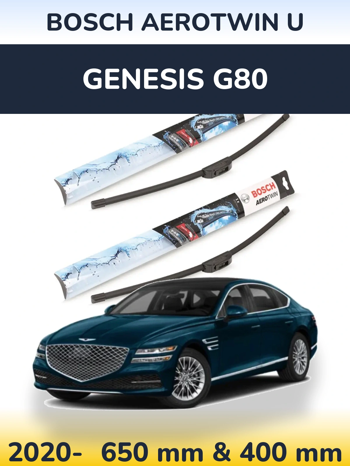 Komplet przednich wycieraczek BOSCH AeroTwin U 650 & 400 mm do Genesis G80 2020-2026
