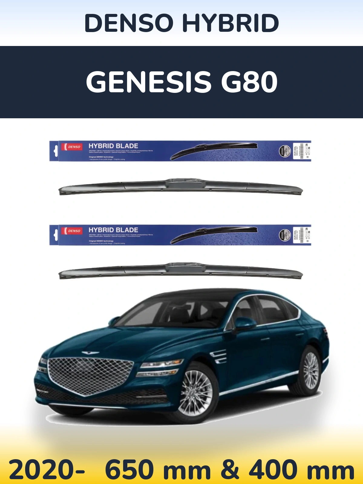 Komplet przednich wycieraczek Denso Hybrid 650 & 400 mm do Genesis G80 2020-2026