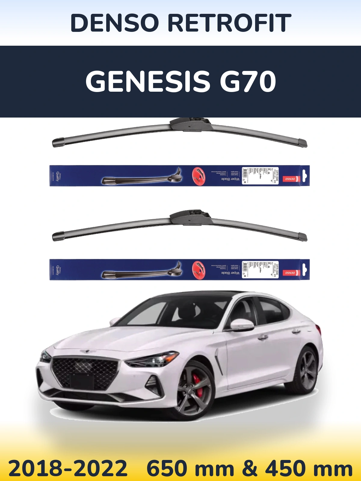 Komplet przednich wycieraczek Denso Retrofit 650 & 450 mm do Genesis G70 2018-2022