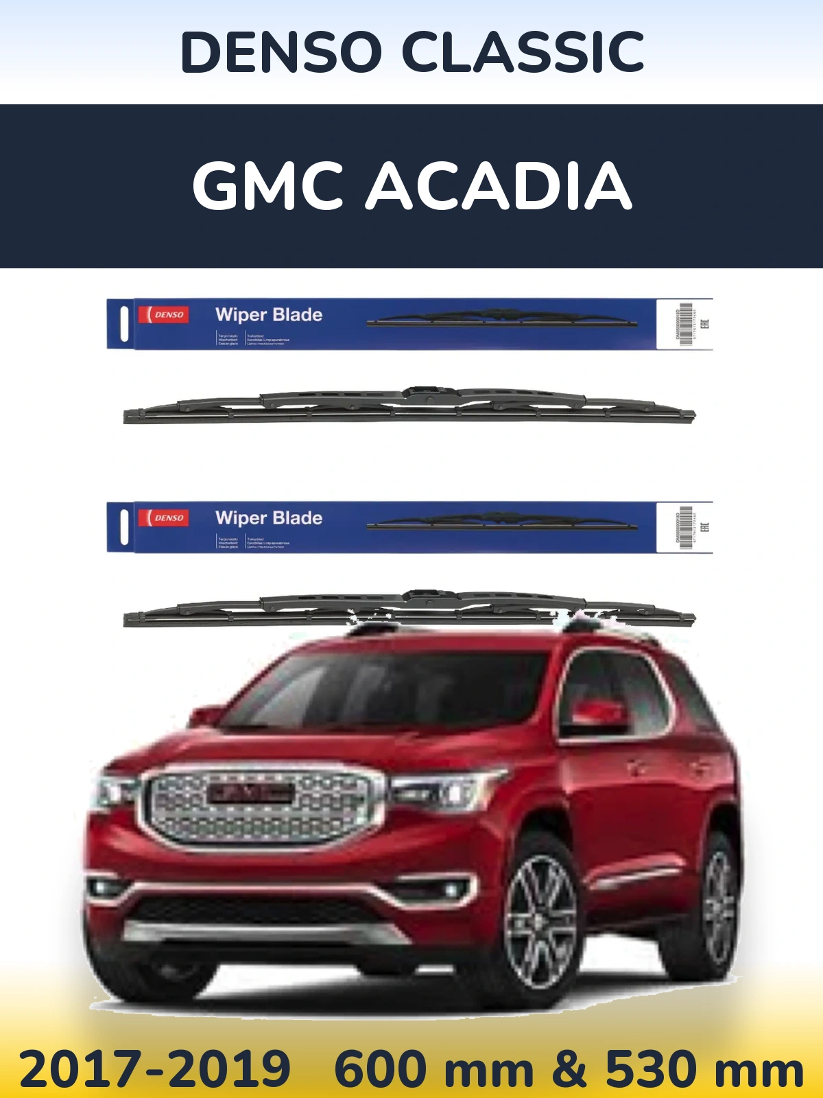 Комплект передних дворников Denso Classic 600 & 530 мм для GMC Acadia 2017-2019