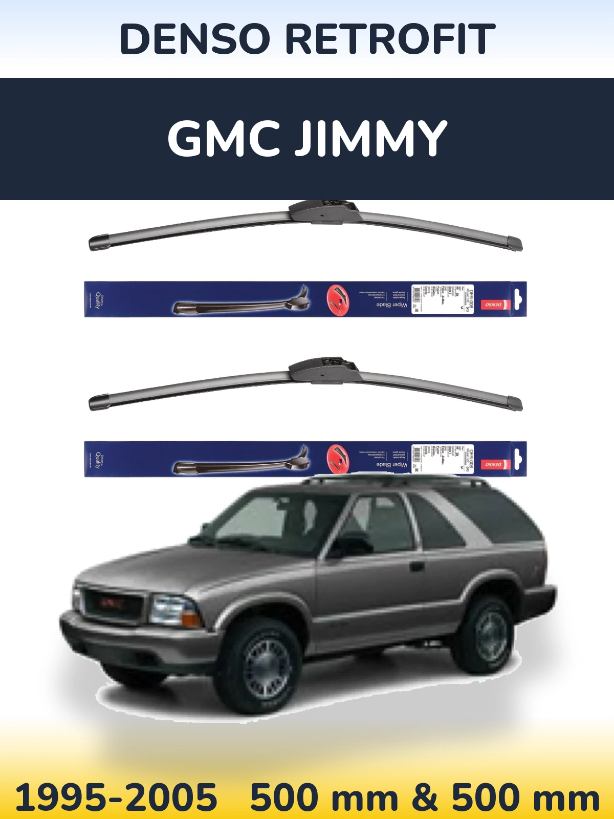 Komplet przednich wycieraczek Denso Retrofit 500 & 500 mm do GMC Jimmy 1995-2005