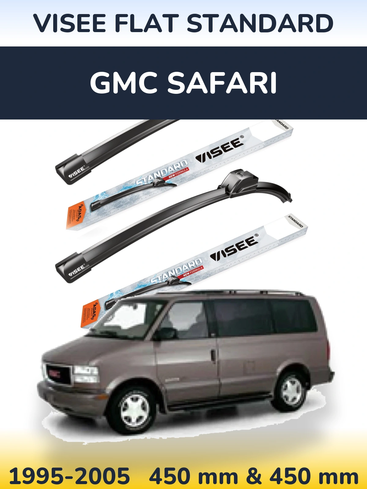 Комплект передних дворников VISEE FLAT STANDARD 450 & 450 мм для GMC Safari 1995-2005