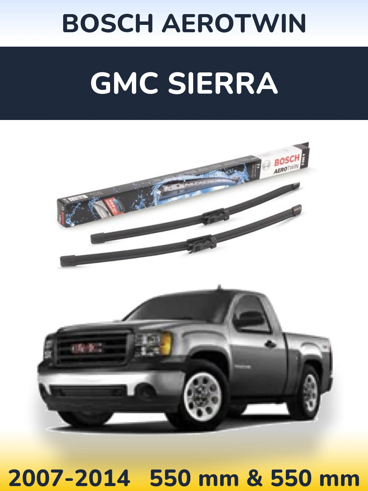 Комплект передних дворников BOSCH AeroTwin 550 & 550 мм для GMC Sierra 2007-2014