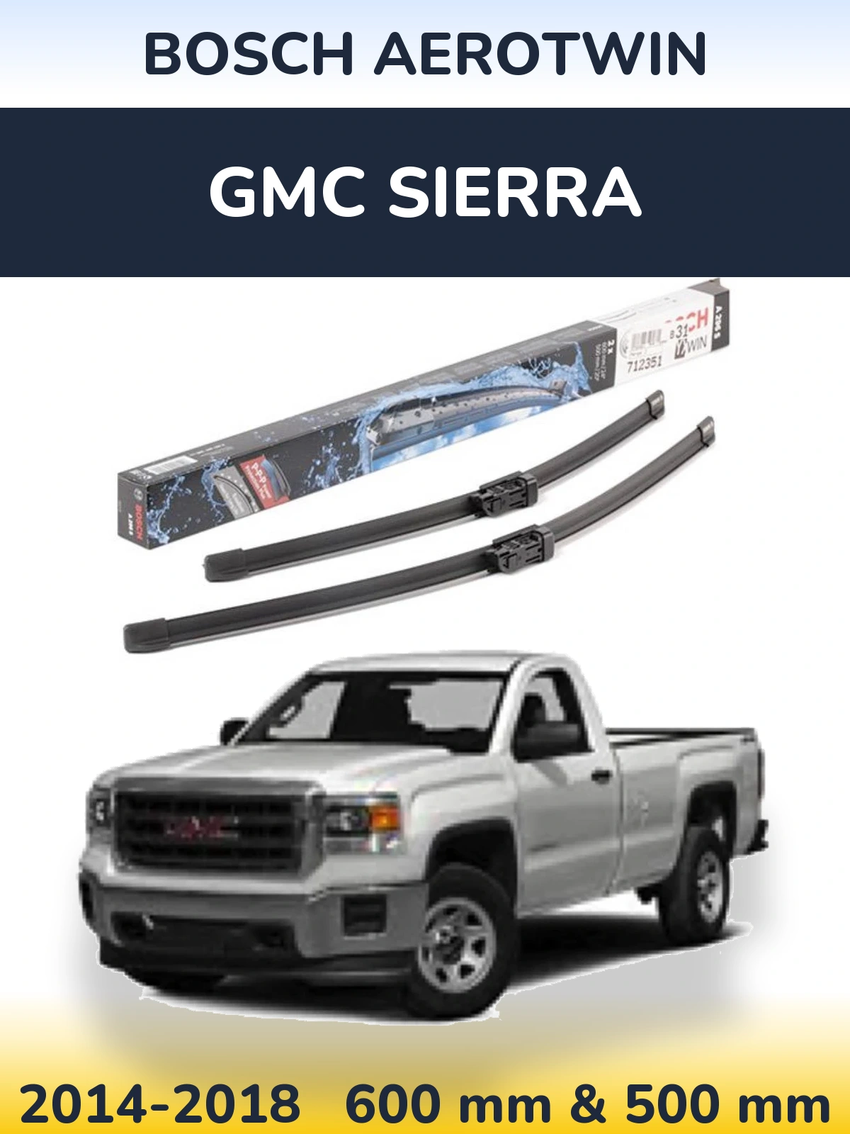 Komplet przednich wycieraczek BOSCH AeroTwin 600 & 500 mm do GMC Sierra 2014-2018