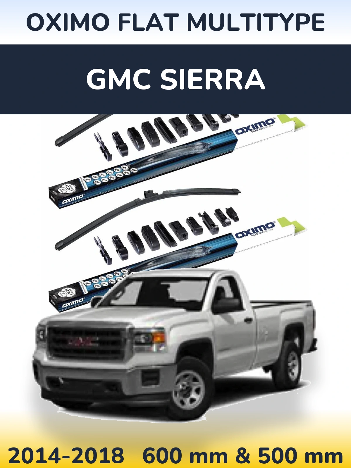 Komplet przednich wycieraczek Oximo Flat MultiType 600 & 500 mm do GMC Sierra 2014-2018