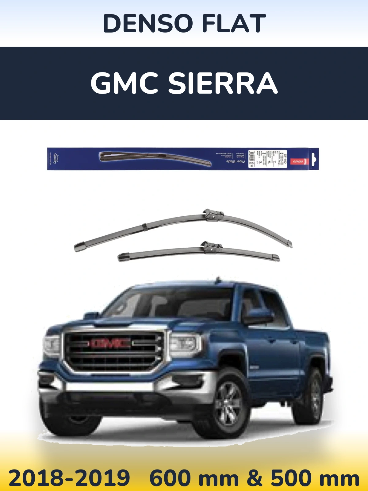 Komplet przednich wycieraczek Denso Flat 600 & 500 mm do GMC Sierra 2018-2019
