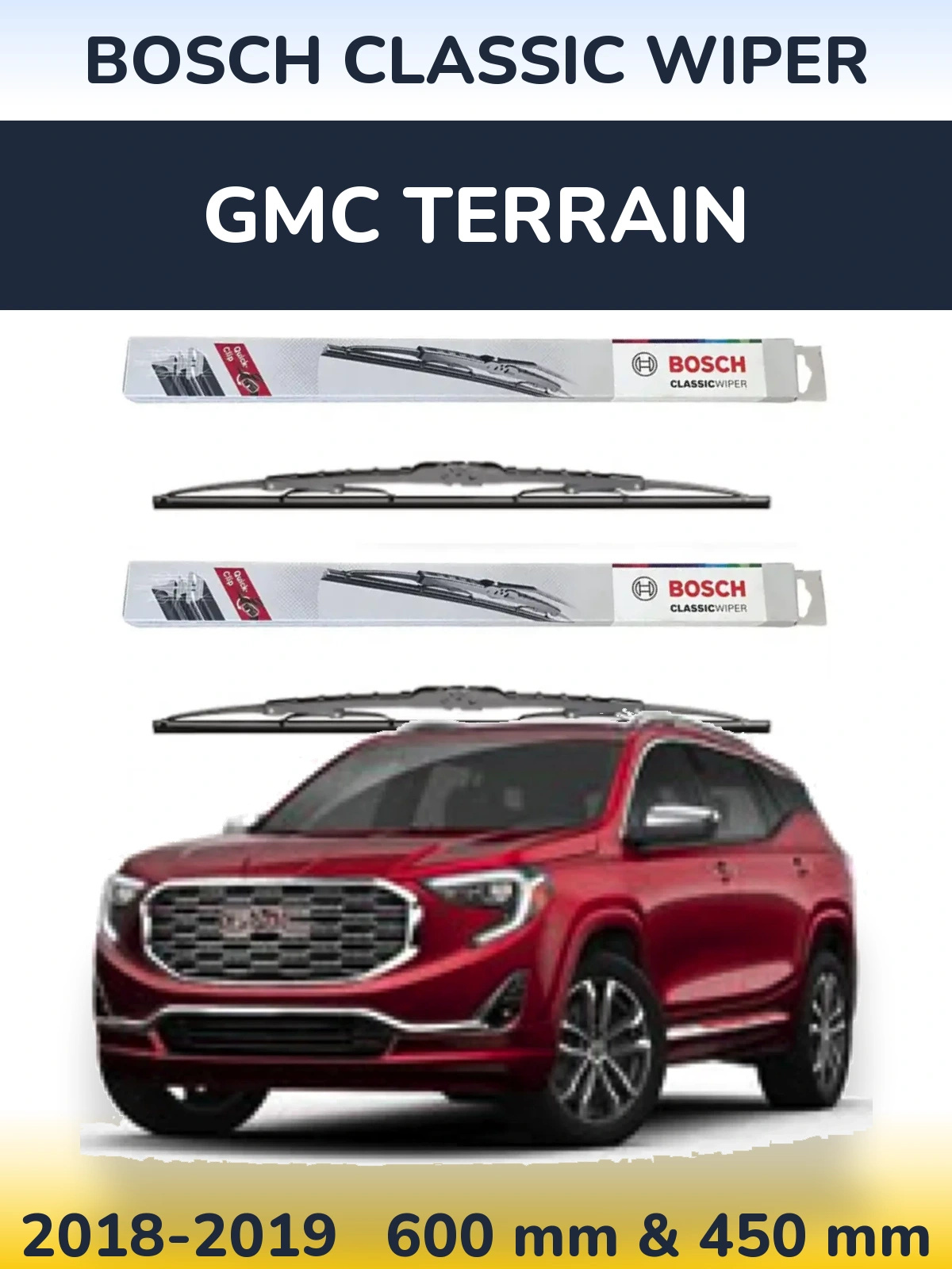Komplet przednich wycieraczek BOSCH Classic Wiper 600 & 450 mm do GMC Terrain 2018-2019